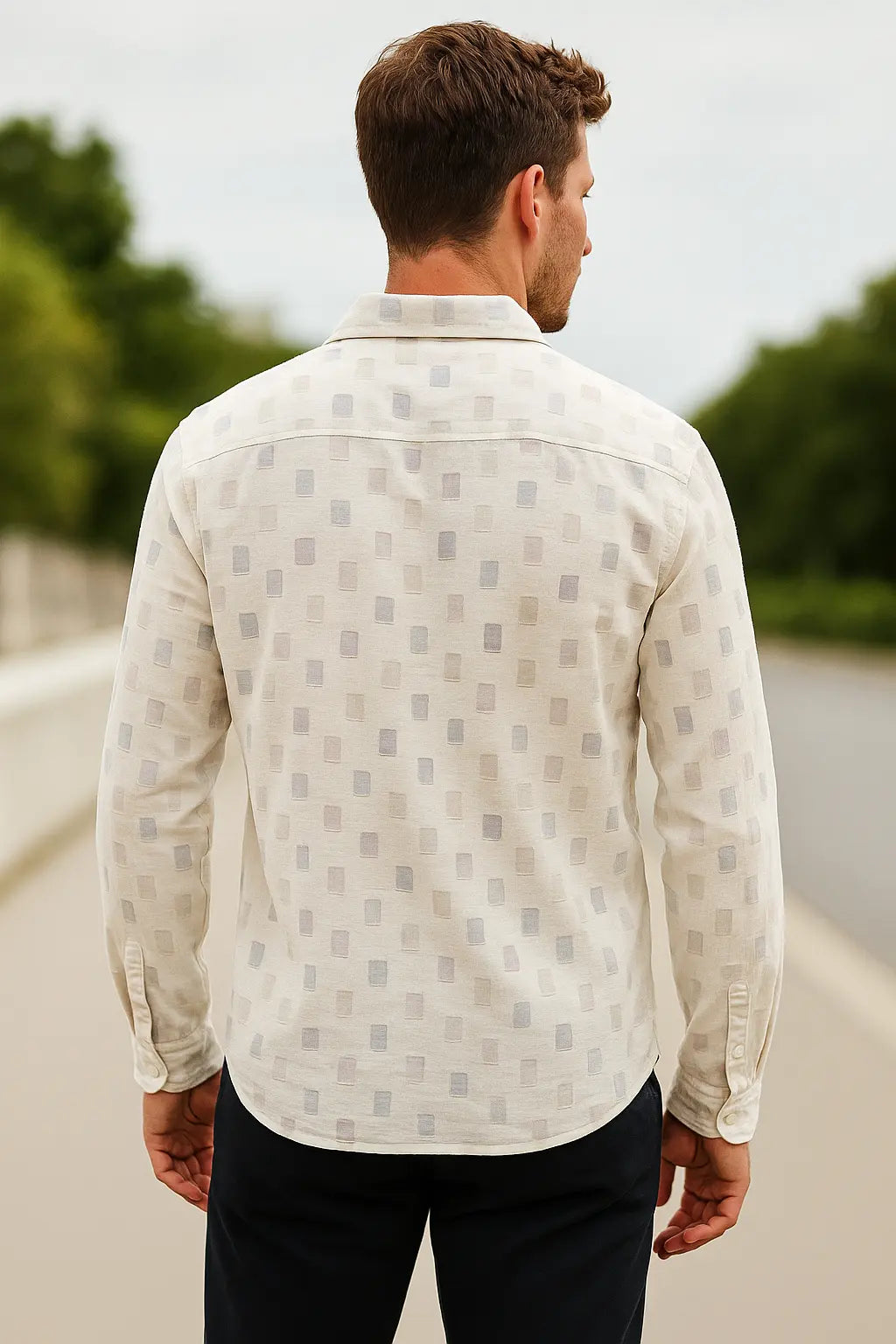 Heren Shirtjas Met Print, Omgeslagen Kraag, Lange Mouwen, Losse Pasvorm, Streetwear Jas | VIQA VIQA© NEDERLAND