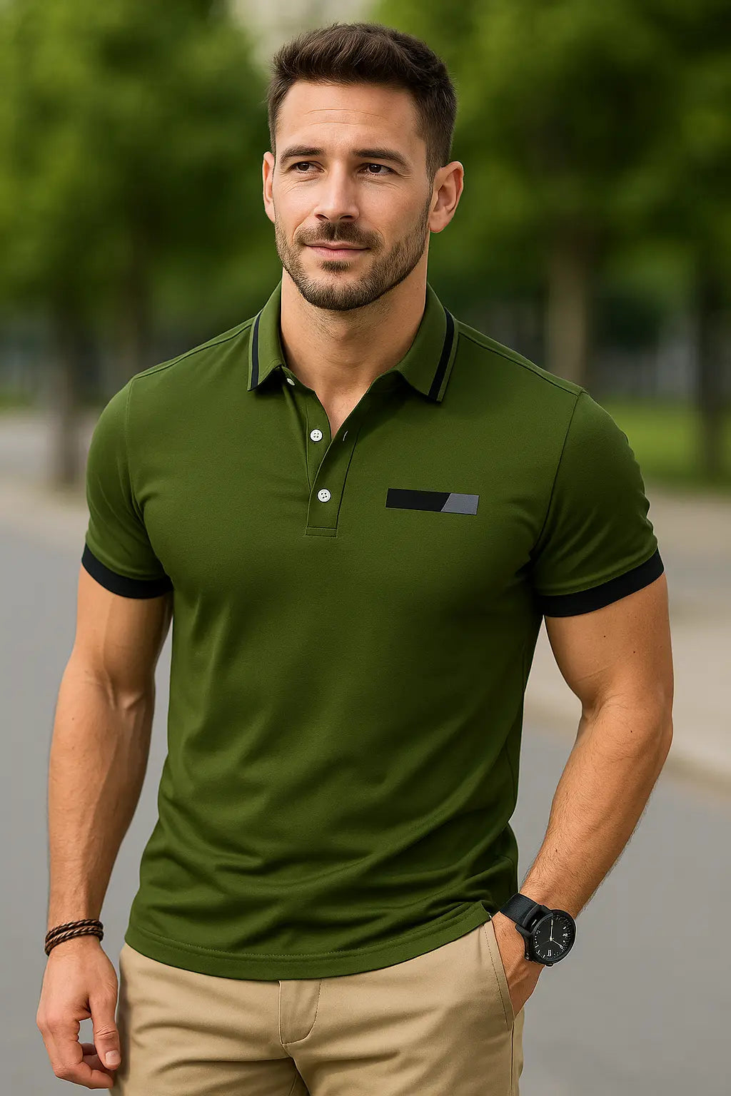 Gespierde Pasvorm Herenpolo Met Korte Mouwen VIQA© NEDERLAND