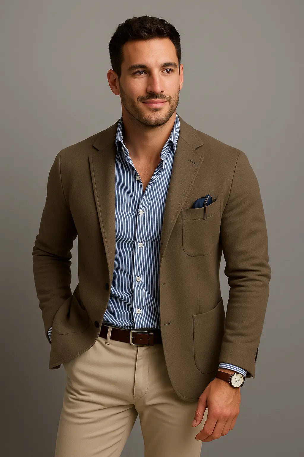 Rico Heren Blazer Met Lange Mouw VIQA© NEDERLANDBruin-2XL