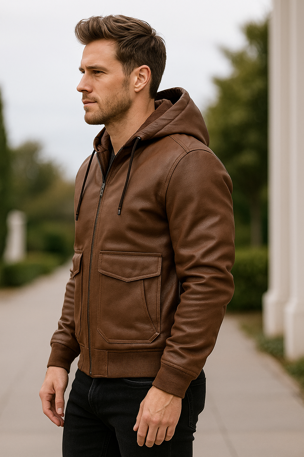 Heren Leren Motorjas, Klassieke Bikerstijl, Hoogwaardige Kunstleren Lentejas | VIQA VIQA© NEDERLAND