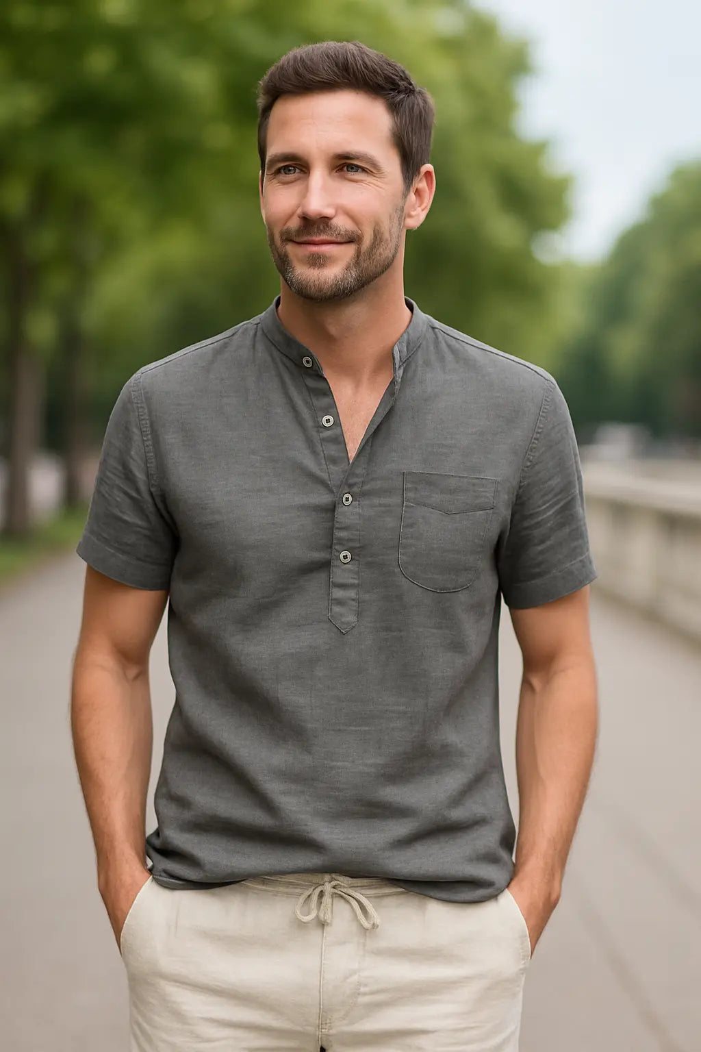 Heren T-shirt Van Katoen En Linnen, Casual T-shirt Met Korte Mouwen Voor De Zomer, Lichtgewicht En Ademend | VIQA VIQA© NEDERLAND