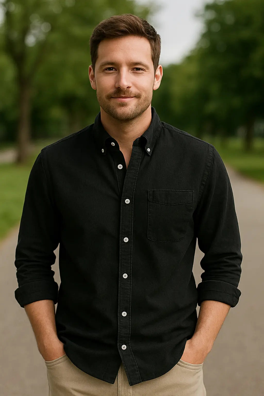 Heren Overhemd Met Lange Mouwen En Kapsel, Effen Kleur Knop-Omhoog Casual Kantoor Vest Stijl Top | VIQA VIQA© NEDERLAND