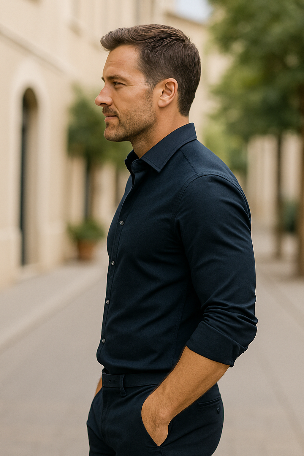 Slim Pasvorm Herenoverhemd, Casual Effen Kleur Met Lange Mouwen En Ritssluiting | VIQA VIQA© NEDERLAND