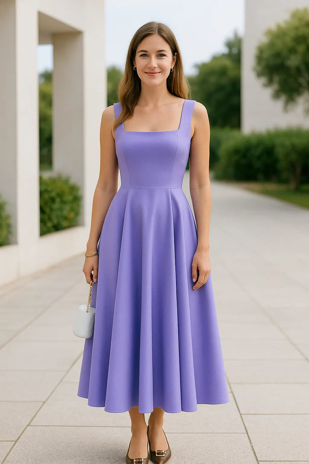 Dames Mouwloze A-Line Jurk, Vierkante Hals Hoge Taille Zomerfeest Cocktail Jurk | VIQA VIQA© NEDERLAND