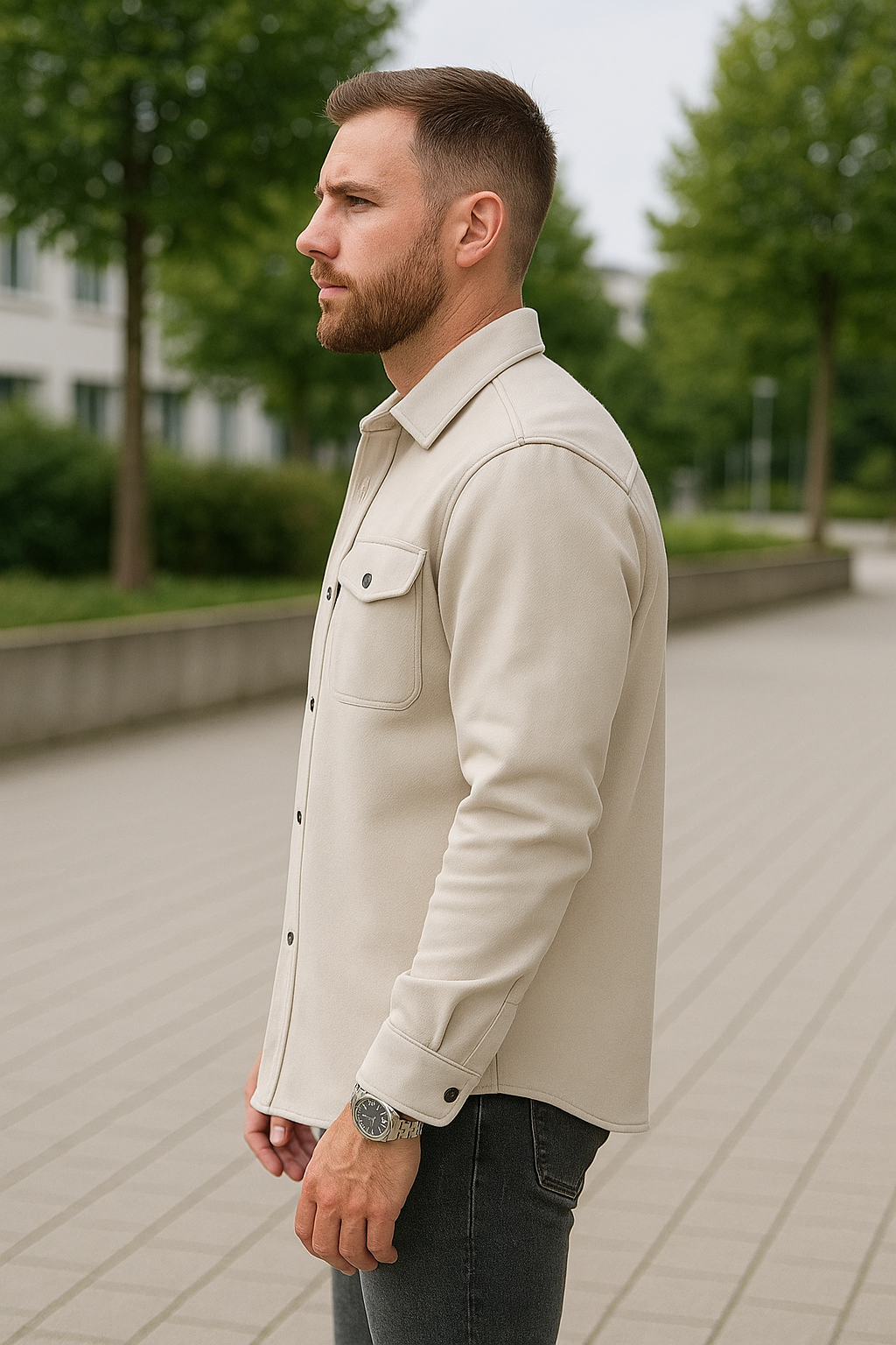 Casual Overhemdjasje Voor Heren, Enkelrijks Jasje Met Lange Mouwen En Revers, Gerfst, Winter Bovenkleding | VIQA VIQA© NEDERLAND