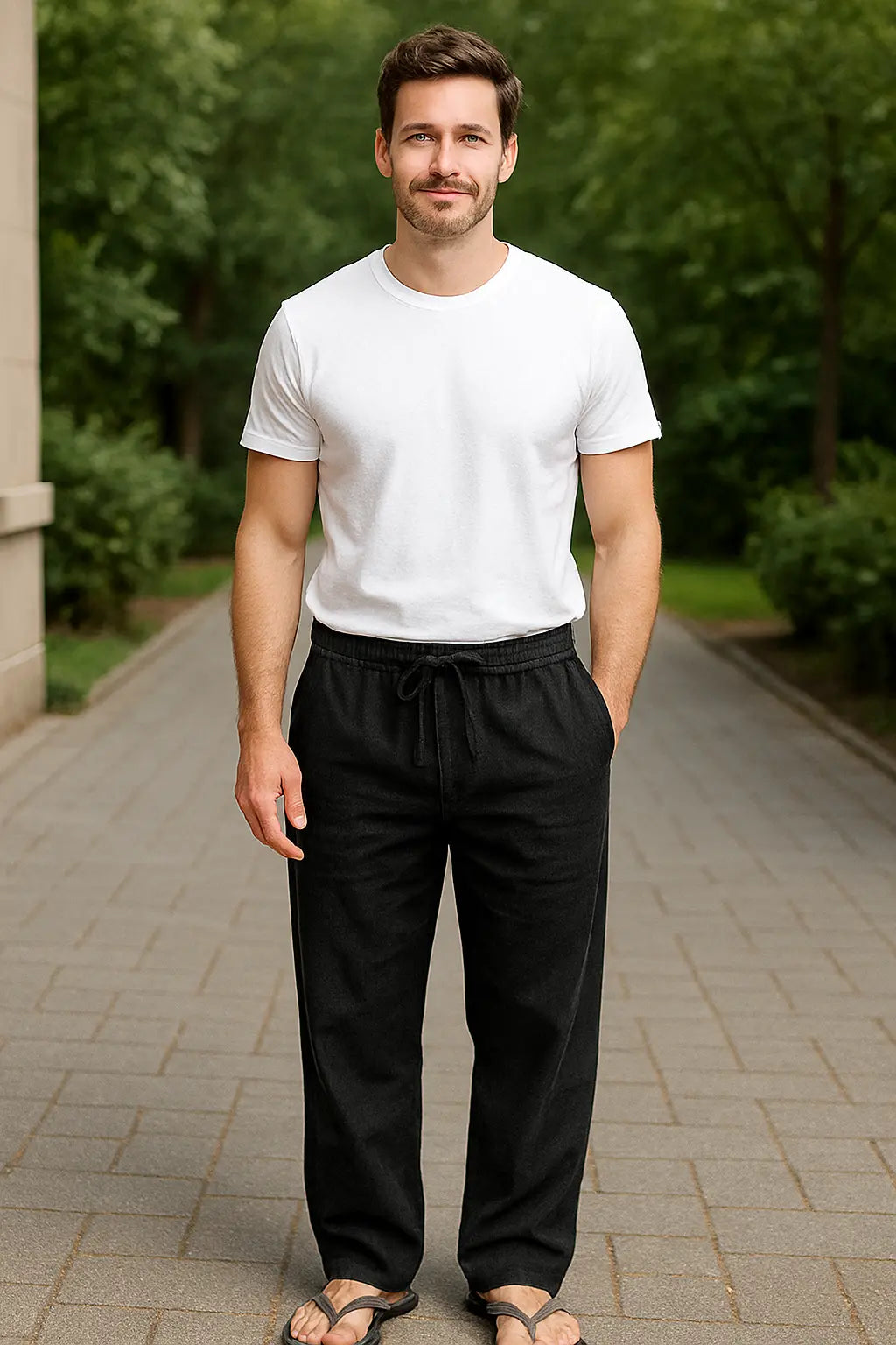 Heren Linnen Wijde Broek, Casual Broek, Lichtgewicht Zomer Sweatbroek | VIQA VIQA© NEDERLAND