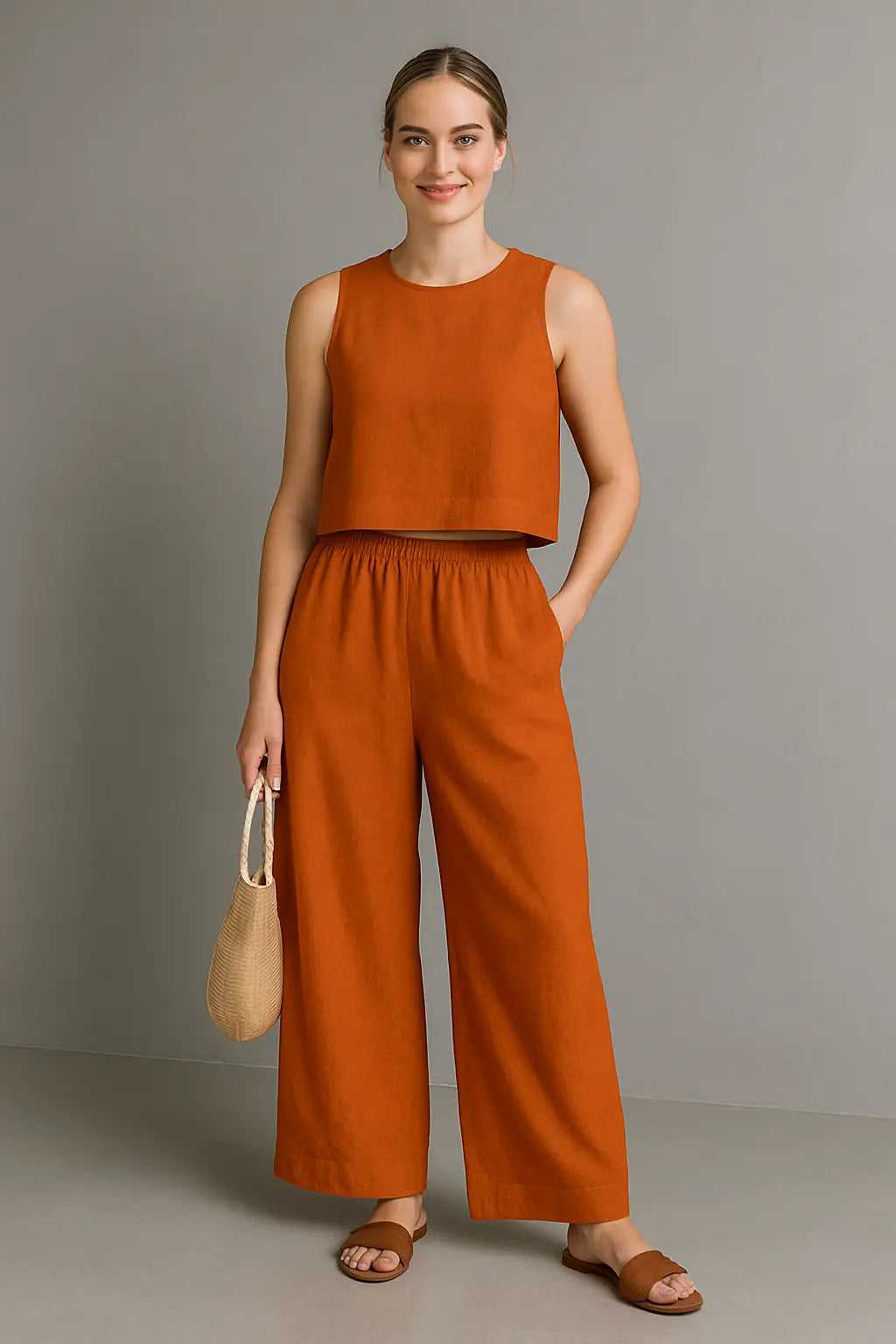 Patricia Dames Zomerse Tweedelige Tanktop En Broek Set VIQA© NEDERLANDOranje-2XL