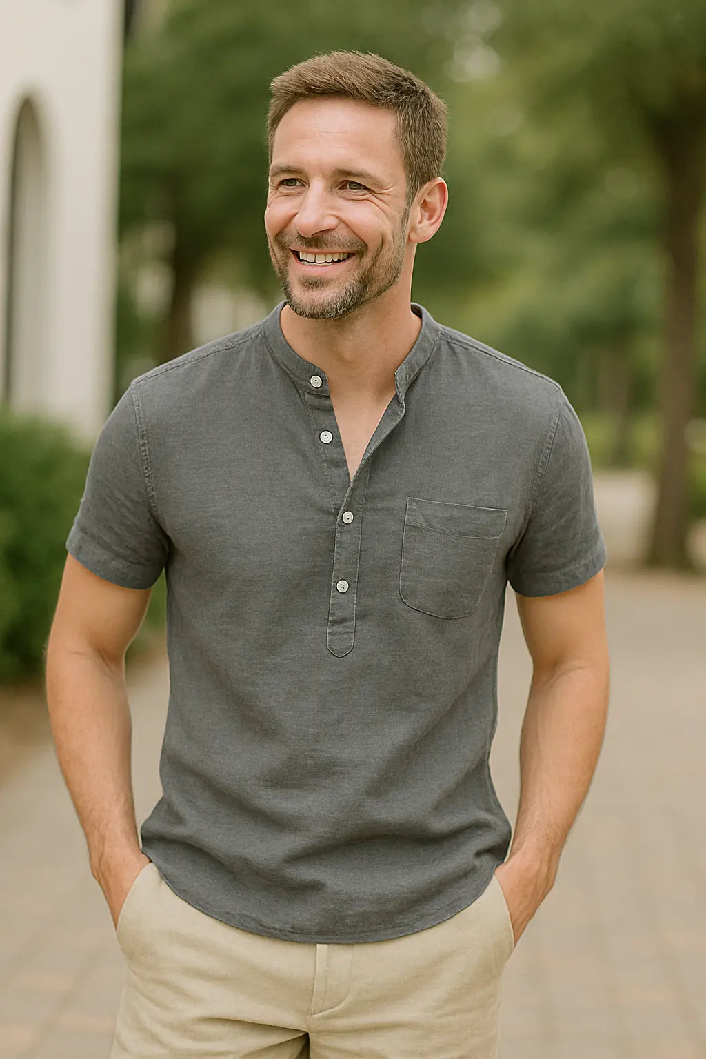 Heren Zomer Linnen T-Shirt, Korte Mouw Ademend Casual Shirt, Lichtgewicht Dagelijks Dragen | VIQA VIQA© NEDERLAND