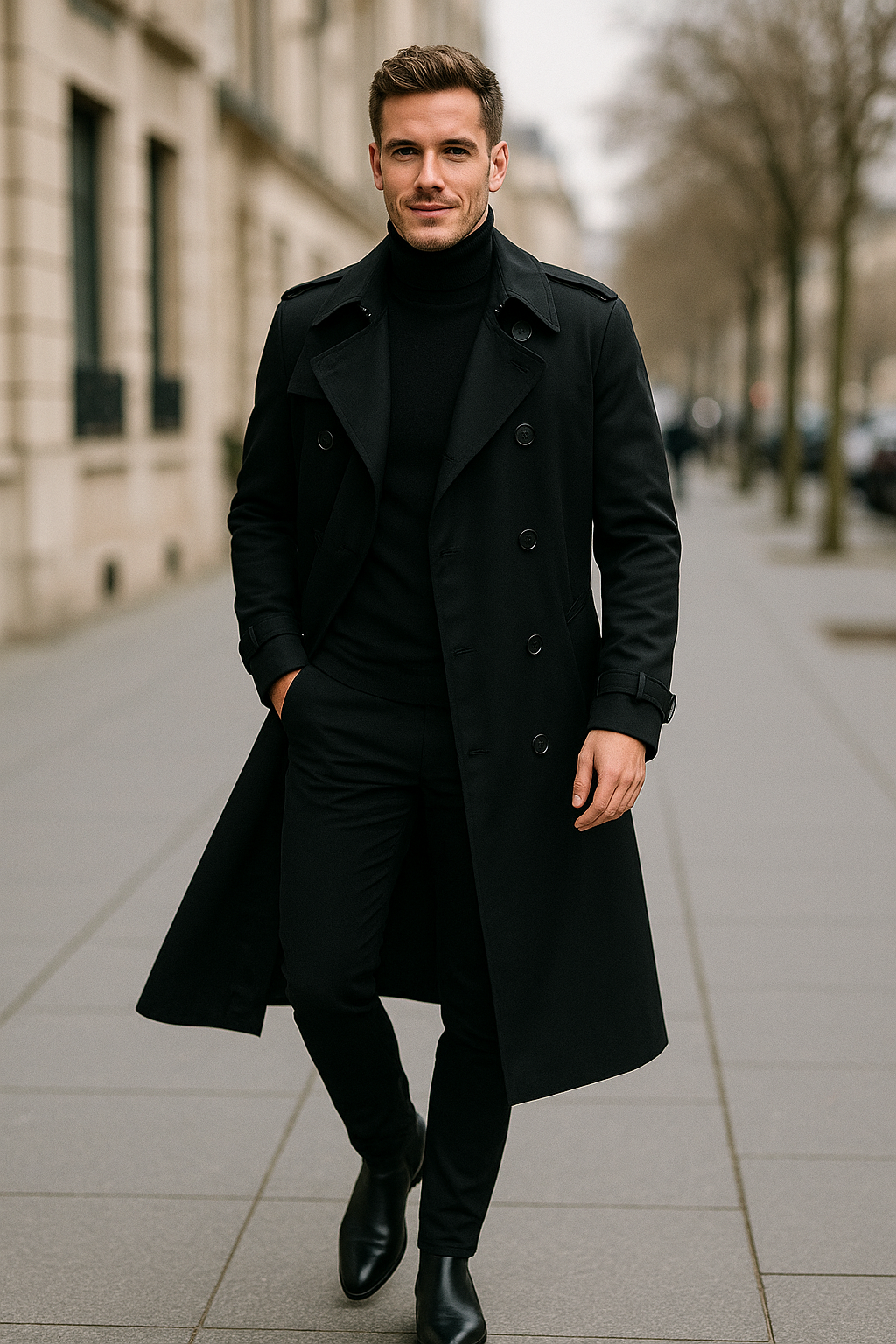 Heren Lange Trenchcoat, Overjas, Effen Kleur Casual Windjack | VIQA VIQA© NEDERLAND