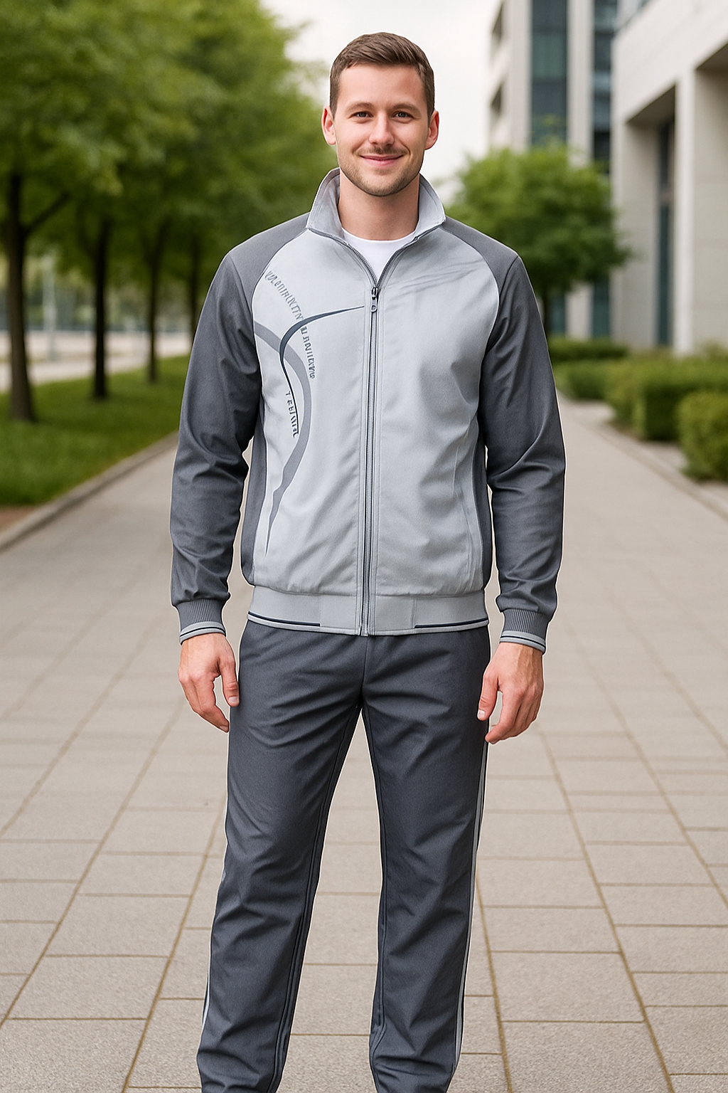 Heren Sportkleding Set, Twee-Delige Jas Met Rits En Broek, Casual Print Jogging Sport Outfit | VIQA VIQA© NEDERLAND