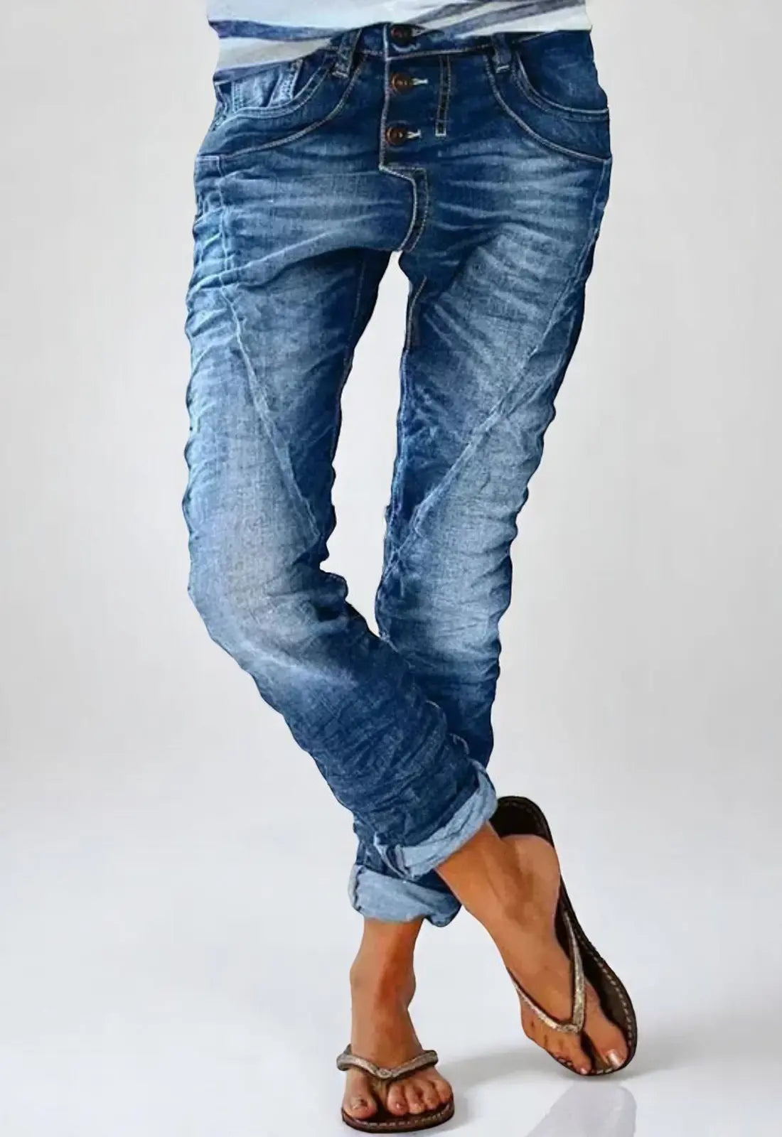 Dames Denim Jeans Met Hoge Taille VIQA© NEDERLANDBlauw-2XL