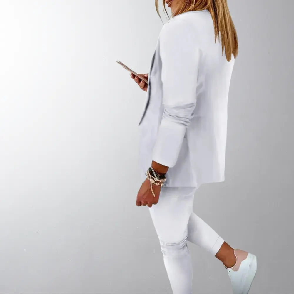 Suzan Tweedelige Blazer Jas En Broek Set VIQA© NEDERLANDWit-XXL