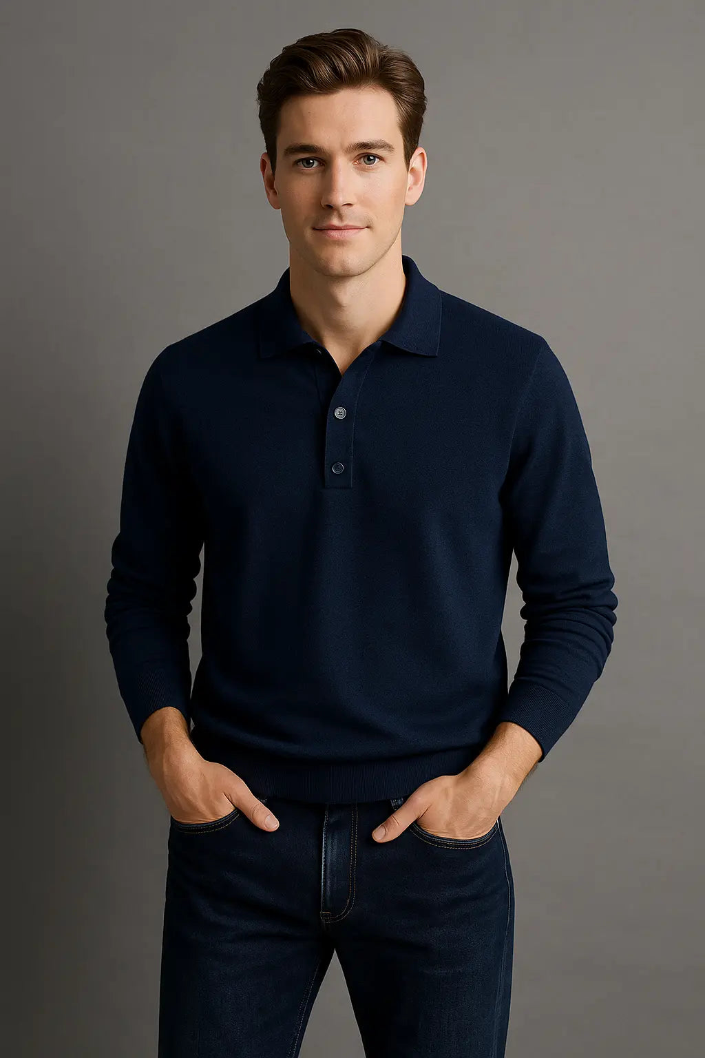 Darren Heren Zomerpolo Met Lange Mouwen VIQA© NEDERLANDBlauw-2XL