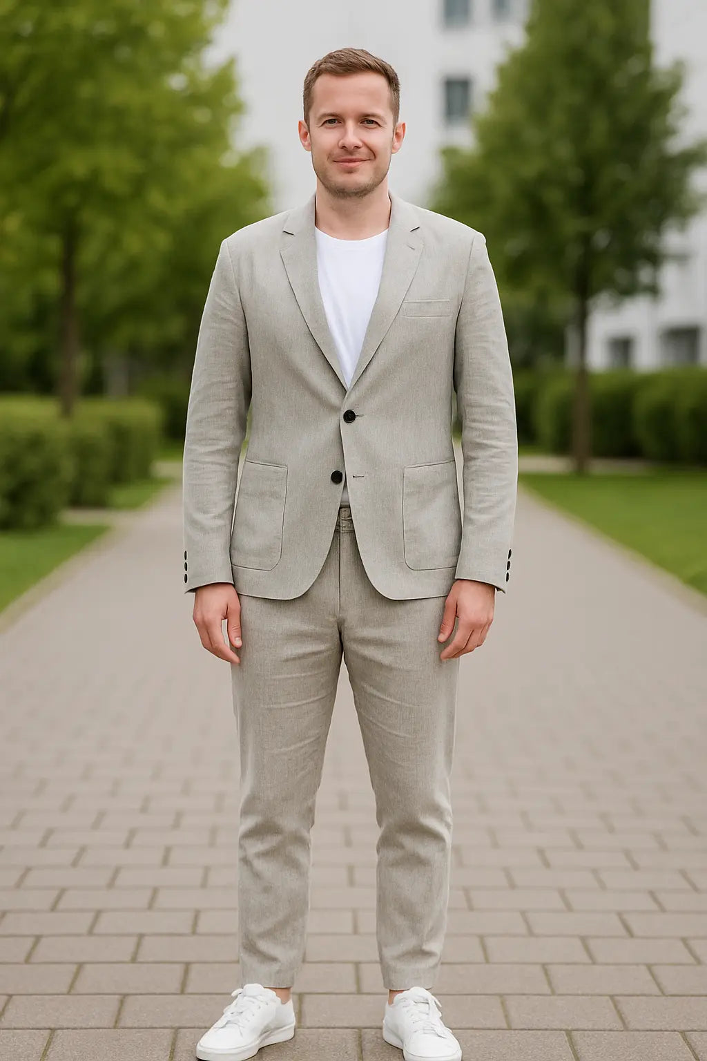 Zomerpak Voor Heren, Slim Pasvorm Blazer En Pantalon, 2-Delige Set, Lichtgewicht Zakelijke Kleding | VIQA VIQA© NEDERLAND