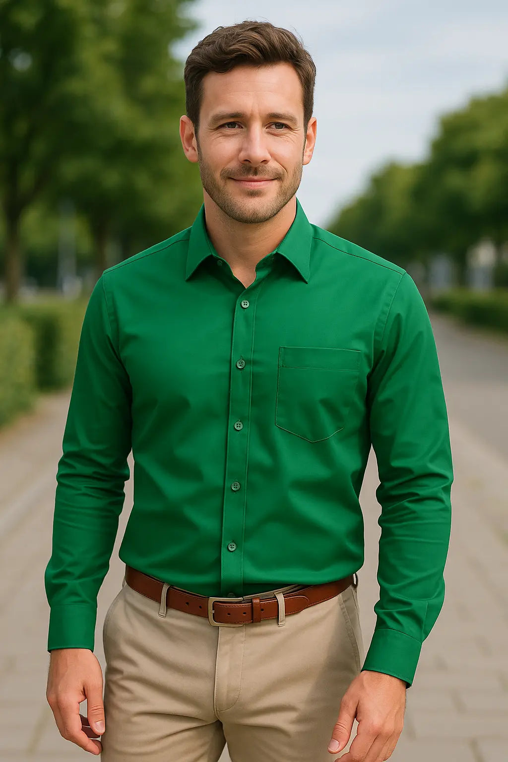 Heren Zomer Overhemd, Slanke Lange Mouwen Formele Zakelijke Casual, Effen Kleur Strijkvrij | VIQA VIQA© NEDERLAND