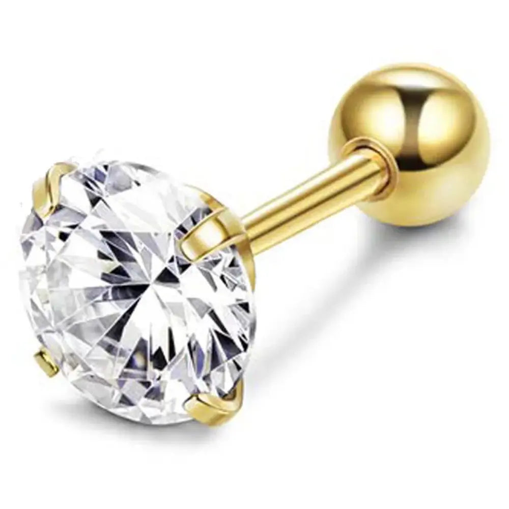 Unisex Zirkoon Roestvrij Staal 4 Prong Oorbellen VIQA© NEDERLANDGoud