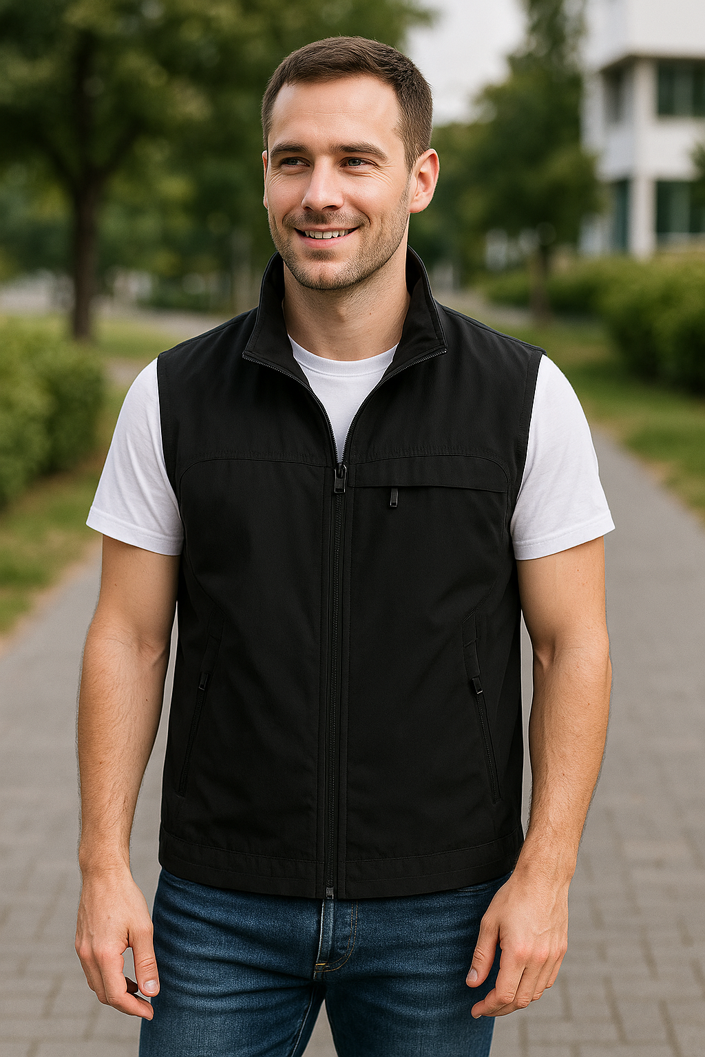 Sneldrogend Mouwloos Vest Met Meerdere Zakken Voor Heren, Casual Vest Met Opstaande Kraag Voor Buitengebruik | VIQA VIQA© NEDERLAND