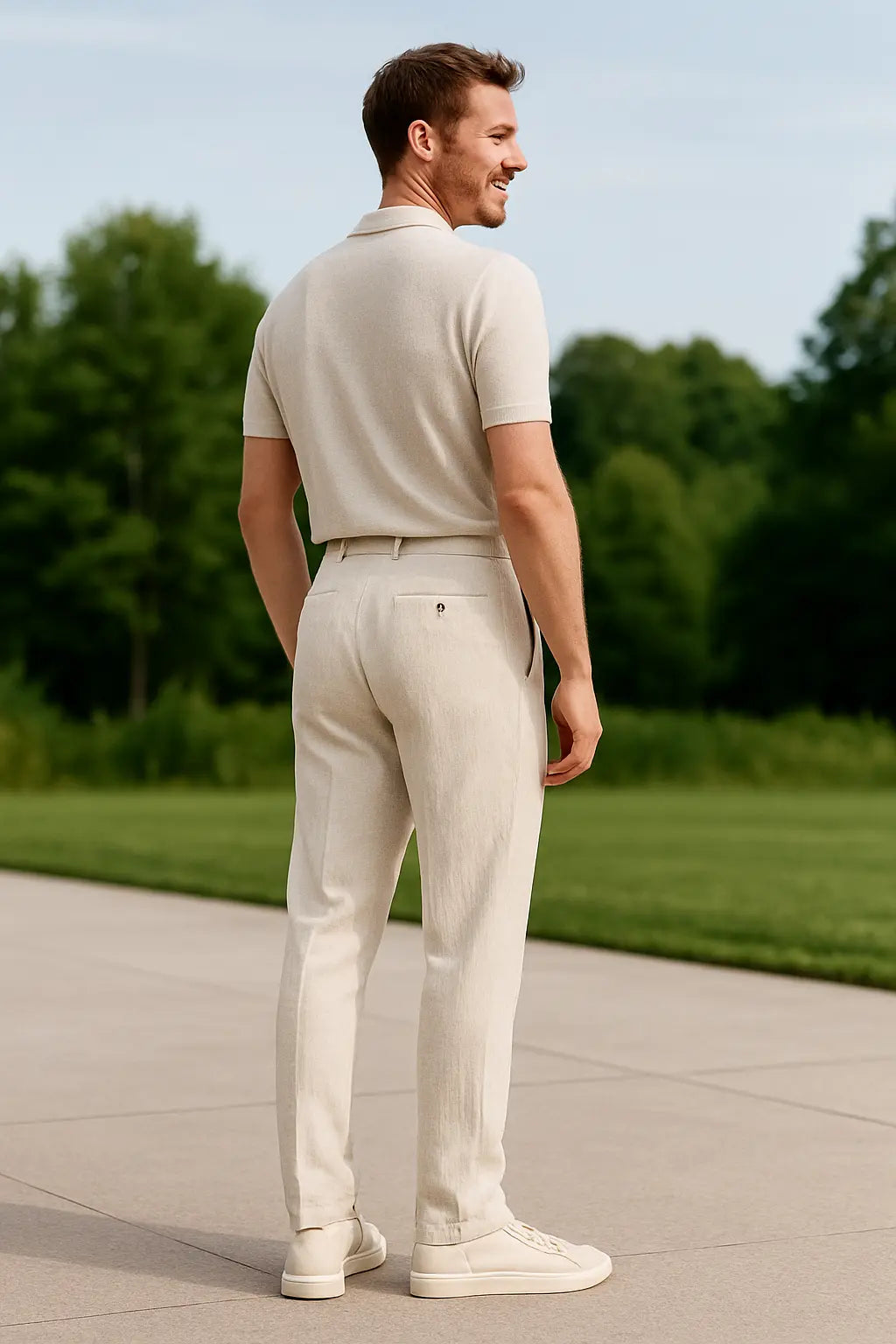 Heren Hoog Getailleerd Linnen Broek, Zomer Katoen Rechte Pasvorm, Retro Italiaanse Vrijetijdsbroek | VIQA VIQA© NEDERLAND