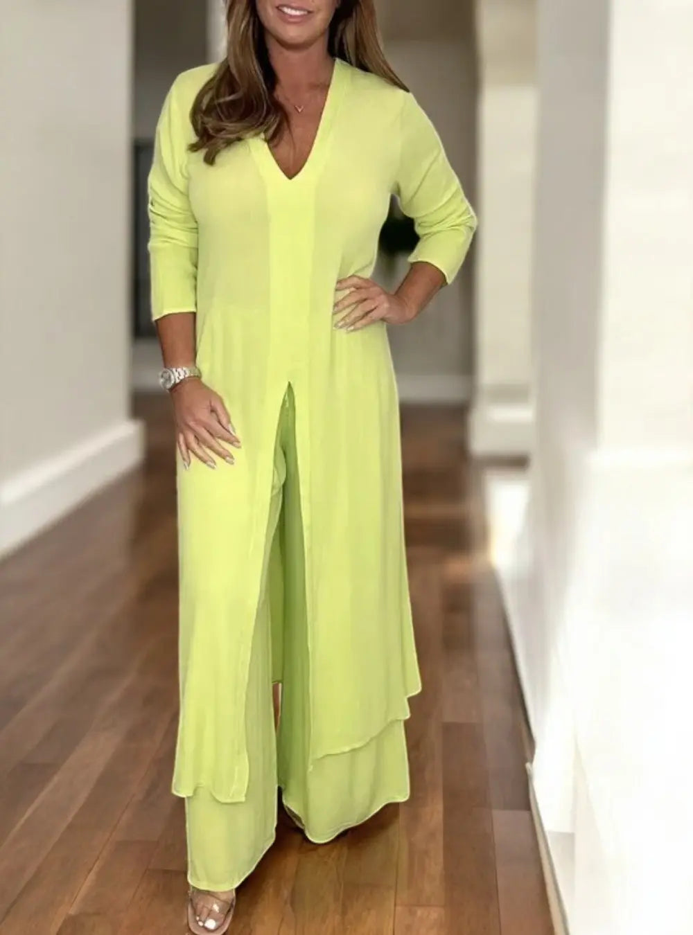 Alison 2 Delige Vestjurkenset VIQA© NEDERLANDGeel-2XL