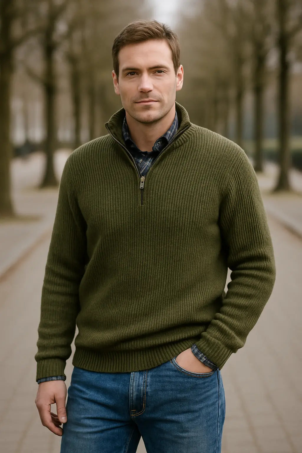 Heren Trui Met Ritskraag, Retro Losvallende Gebreide Trui, Comfortabele Casual Trui Voor Herfst En Winter | VIQA VIQA© NEDERLAND