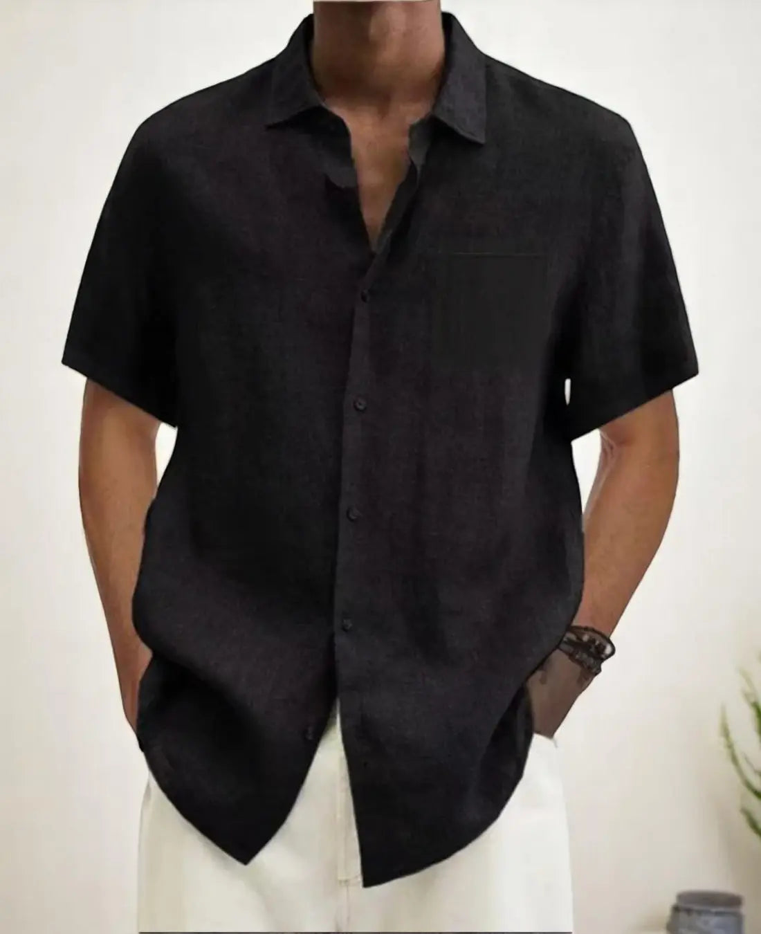 Heren Casual Linnen Zomerpolo Met Korte Mouwen VIQA© NEDERLANDZwart-2XL