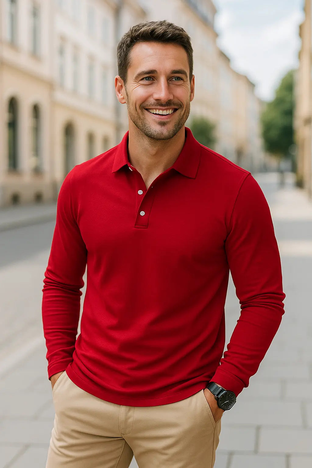Effen Poloshirt Voor Heren, Aakelijke Casual Top Met Lange Mouwen, Reis- En Outdoor Vrijetijdskleding | VIQA VIQA© NEDERLAND