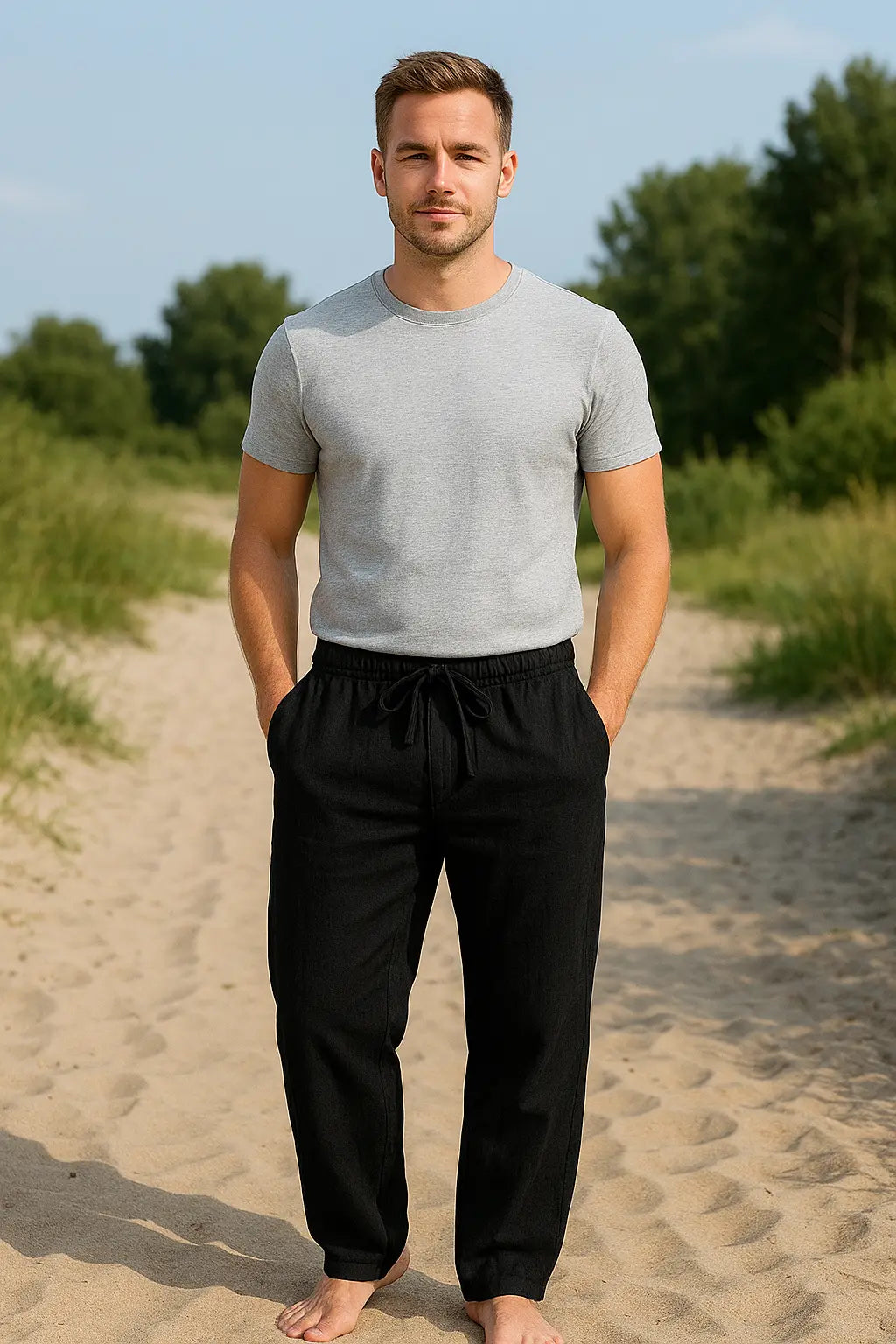 Heren Zomerbroek, Lichtgewicht Casual Broek Met Trekkoord En Rechte Pijpen | VIQA VIQA© NEDERLAND