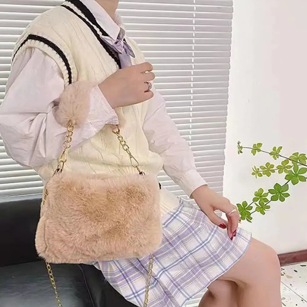 Dames Hand- En Schoudertas Van Pluche VIQA© NEDERLANDKhaki