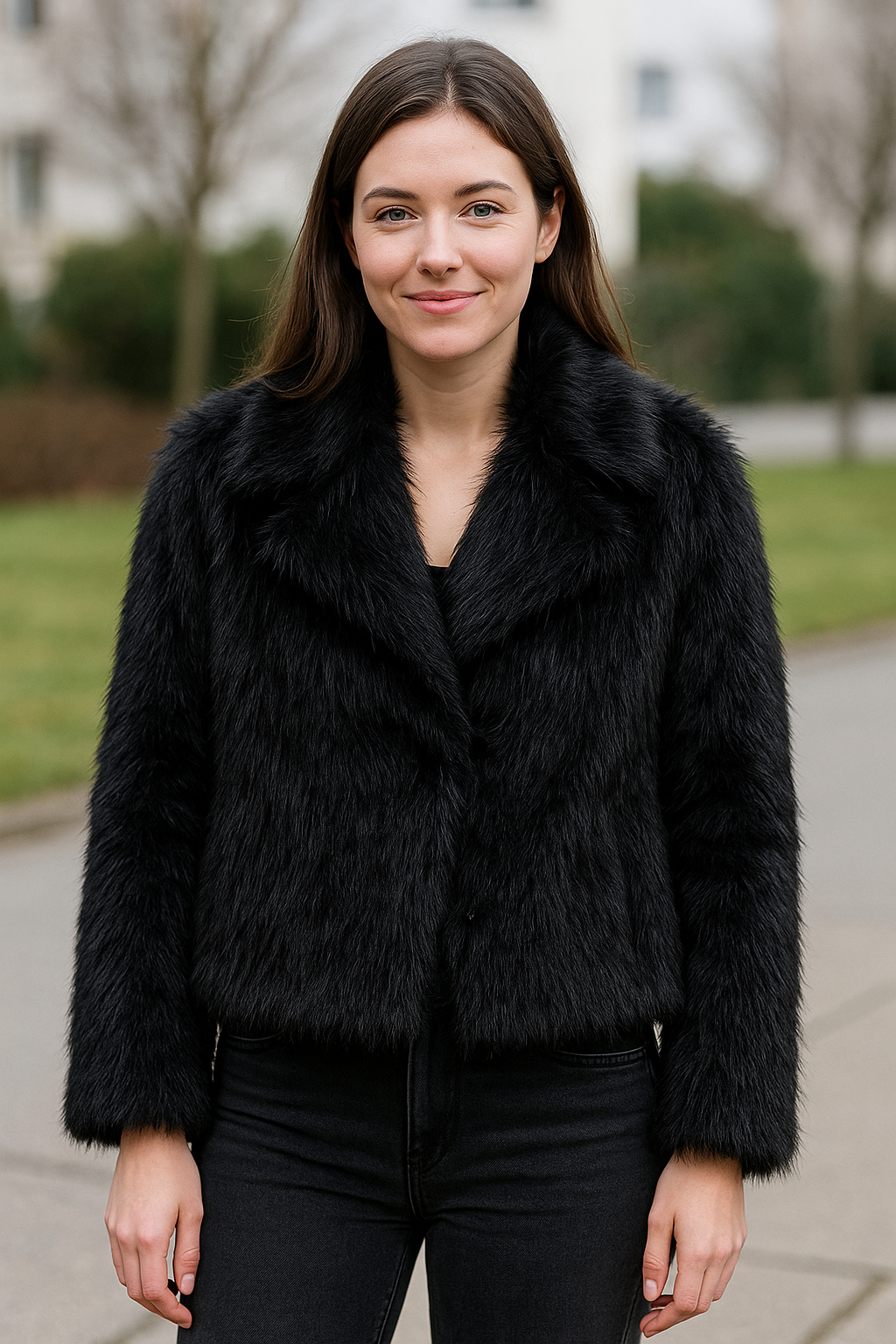 Cropped Bontjas Voor Dames, Chique Reverskraag, Dikke Winterjas Met Drukknopen | VIQA VIQA© NEDERLAND