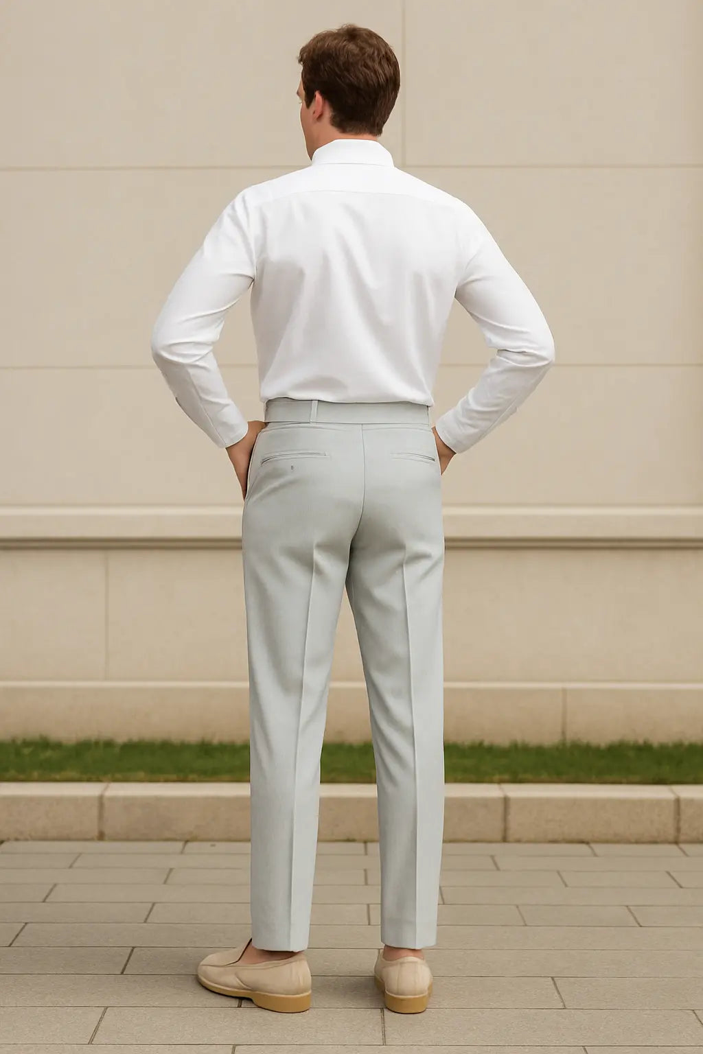 Heren Pantalon, Hooggetailleerde Rechte Broek, Zakelijke Stijl Met Riem | VIQA VIQA© NEDERLAND