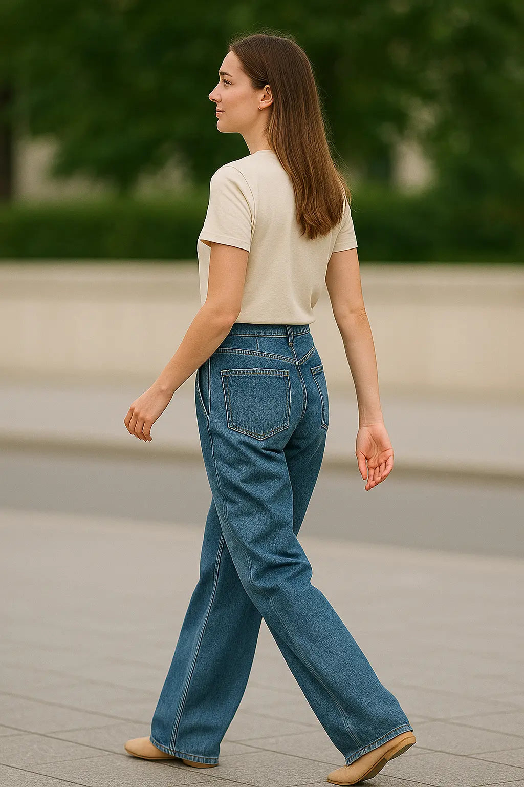 Dames Jeans Met Hoge Taille En Wijde Pijpen, Retro Losse Pasvorm Broek Met Afslank Eigenschappen | VIQA VIQA© NEDERLAND