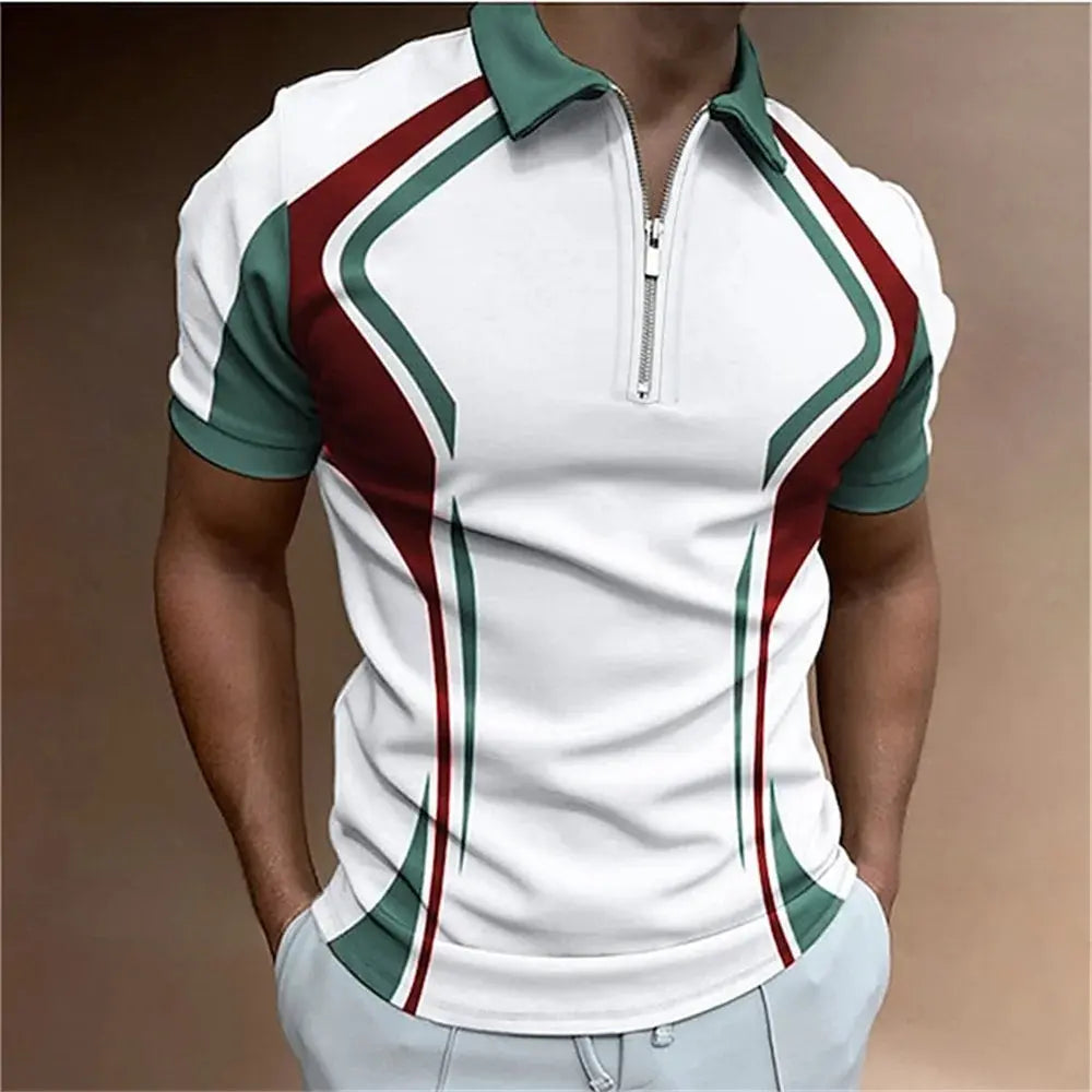 Luxe Polo Met Korte Mouwen Voor Heren VIQA© NEDERLANDWit-Rood-3XL