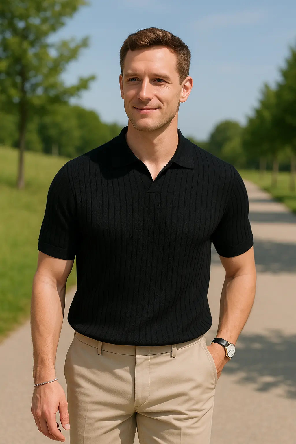 Heren Zomer Poloshirt, Effen Keur Gebreide Korte Mouwen Top, Casual Veelzijdige Mode T-shirt | VIQA VIQA© NEDERLAND