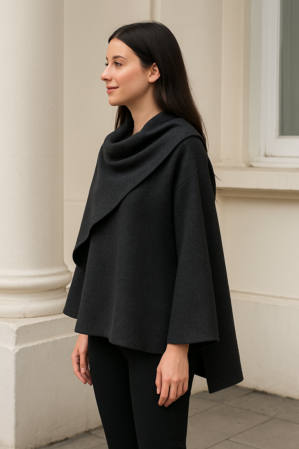 Elegante Dames Vest, Jas Met Lange Mouwen En Sjaal, Warm Herfst- En Winter Model Voor Woon-Werkverkeer | VIQA VIQA© NEDERLAND