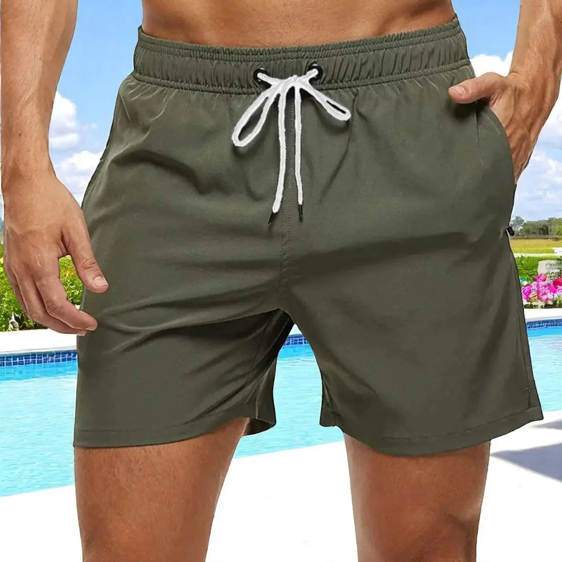 Heren Zwembroek Met Koord, Ademende Sneldroge Strandshort, Lichtgewicht Zwemkleding | VIQA VIQA© NEDERLANDBruin-2XL