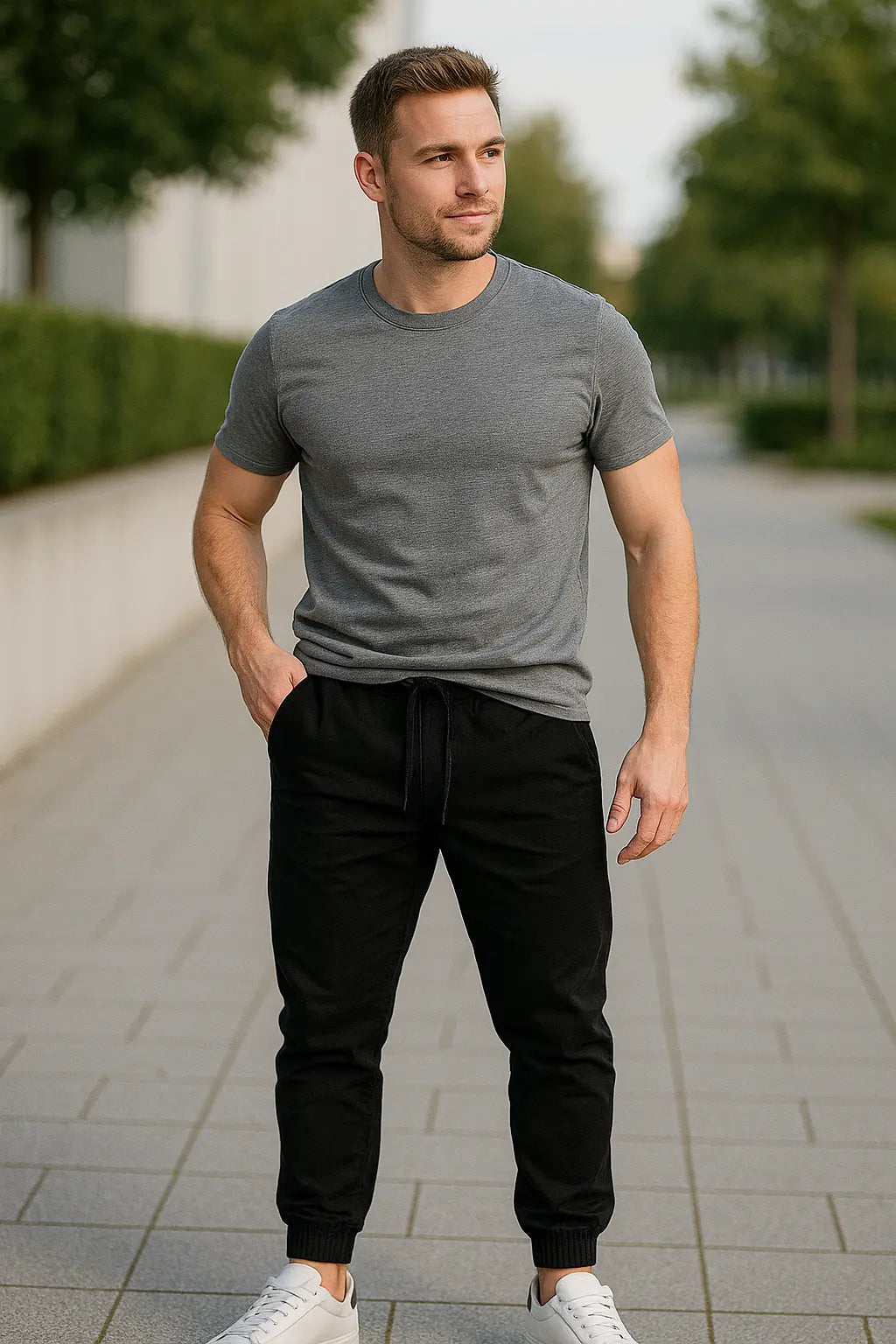 Heren Slim Pasvorm Werkbroek, Casual Broek Met Manchetten, Trendy Streetwear | VIQA VIQA© NEDERLAND