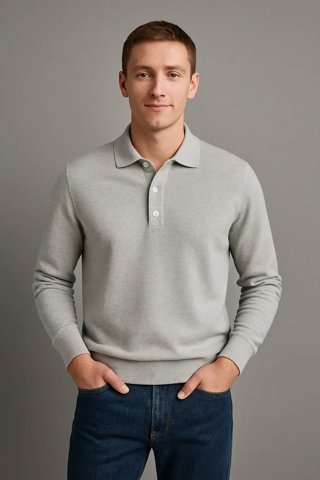 Mark Heren Polo T Shirt Met Knoopsluiting VIQA© NEDERLANDGrijs-2XL