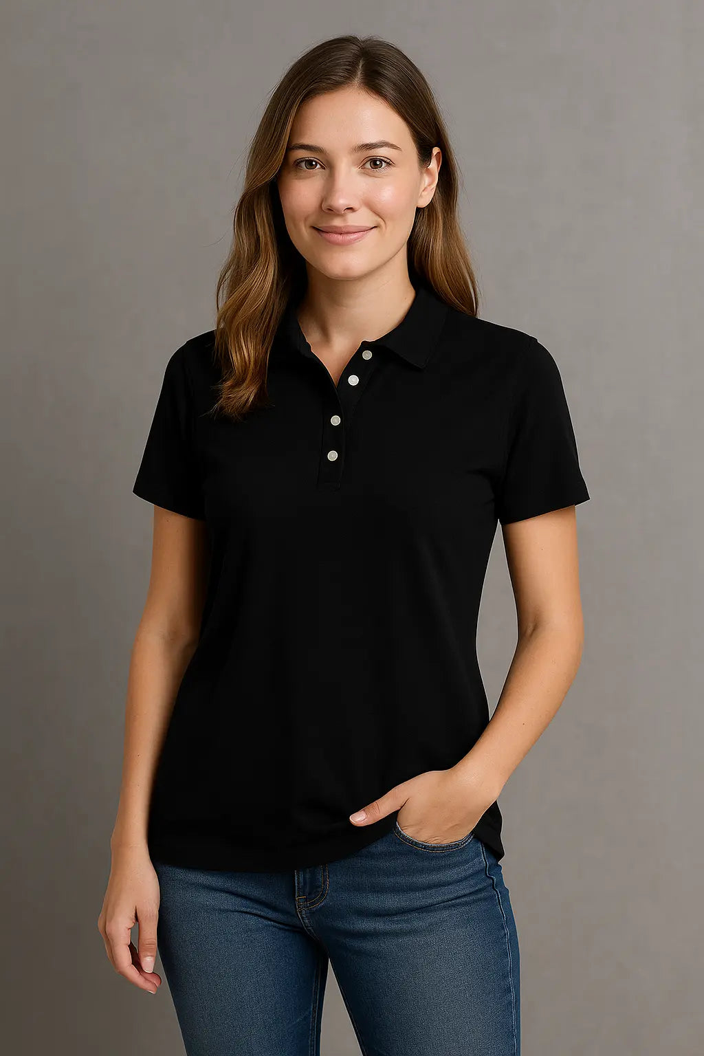 Sophie Dames Zomer Polo T-Shirt Met Korte Mouwen VIQA© NEDERLANDZwart-2XL