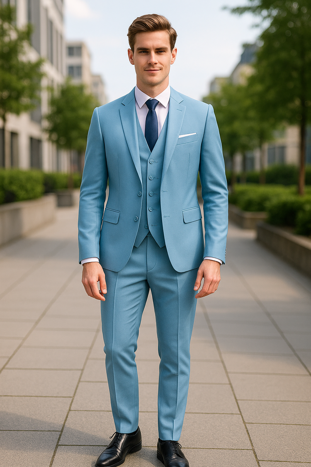 3-Delig Trouwpak Voor Heren, Slim Pasvorm Bruidegom Smoking Met Jasje, Broek En Vest, Op Maat Gemaakt Formeel Pak | VIQA VIQA© NEDERLAND