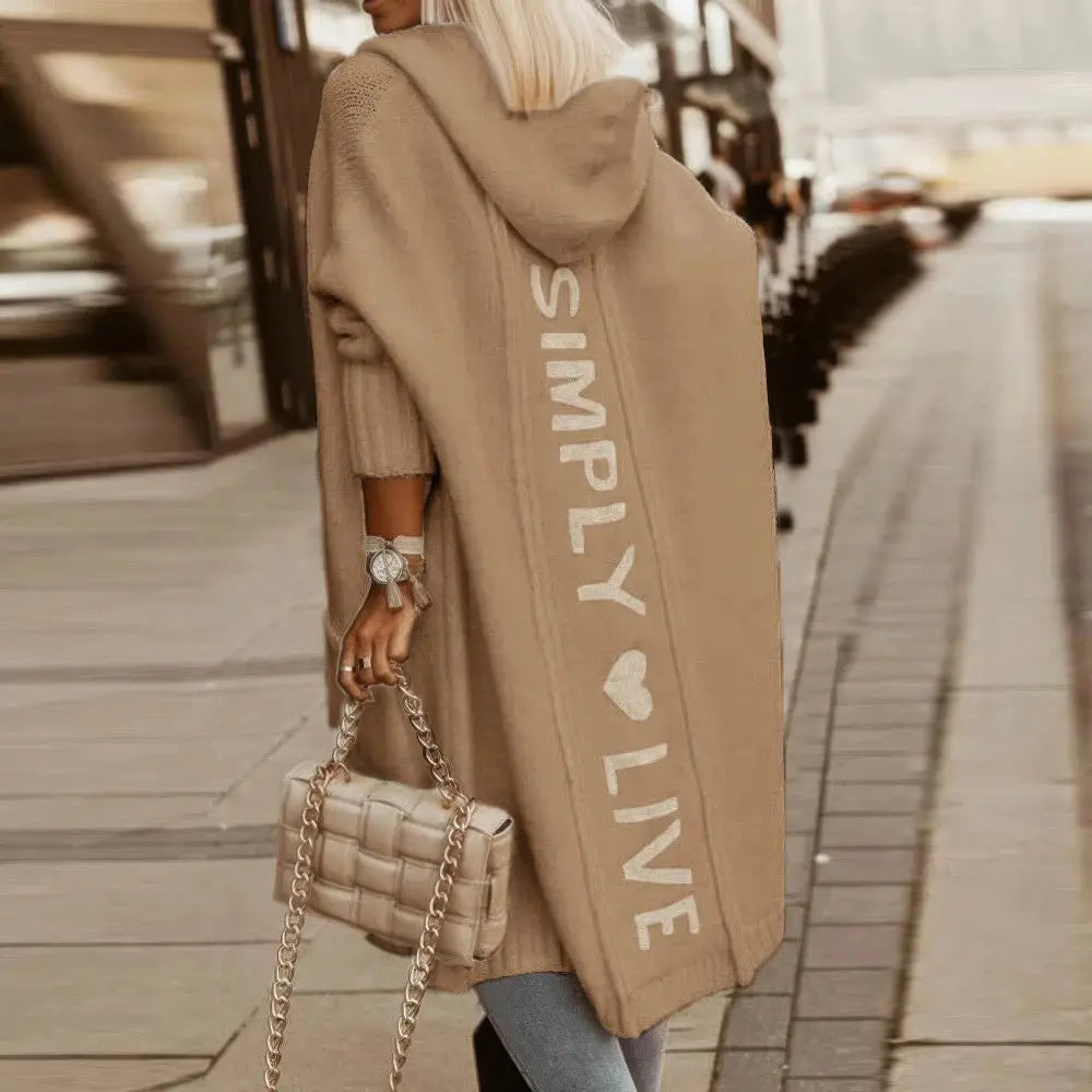 Gebreid Damesvest Met Losse Capuchon VIQA© NEDERLANDKhaki-XXL