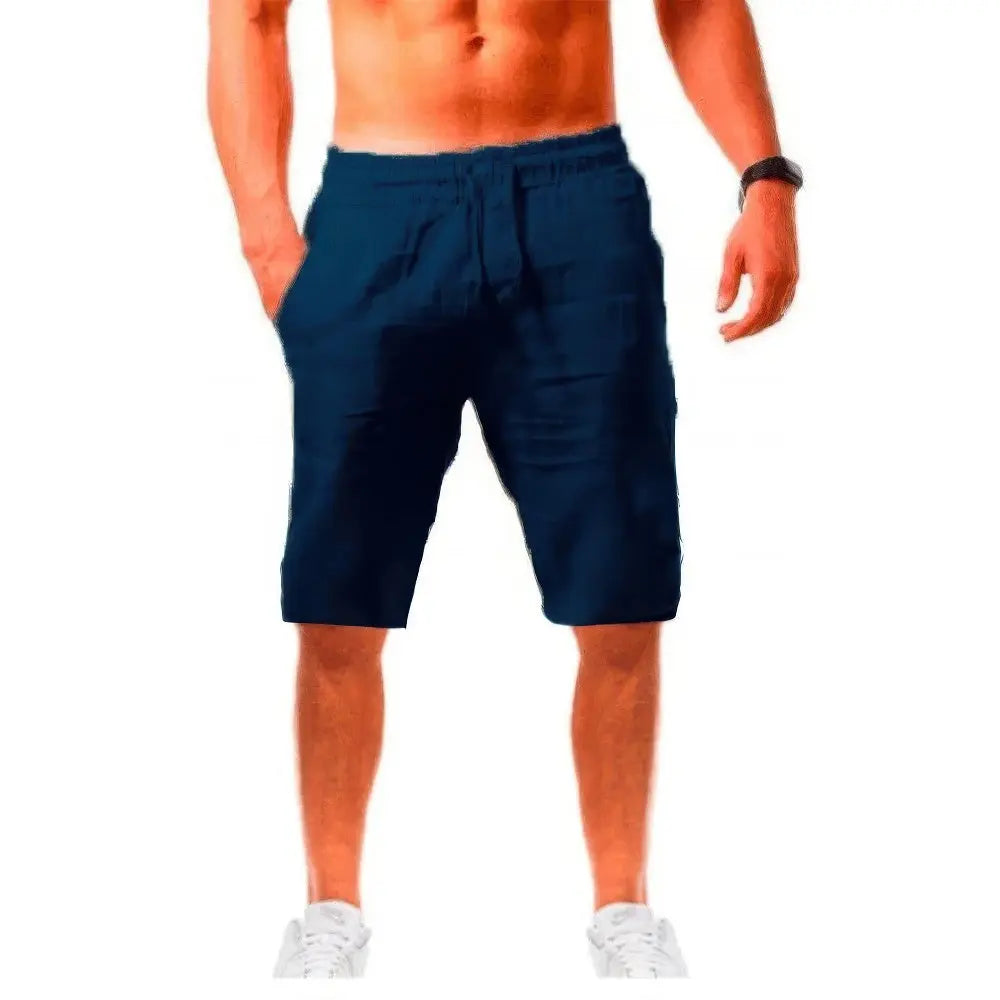 Heren Fitness Katoenen Linnen Korte Broek VIQA© NEDERLANDBlauw-3XL