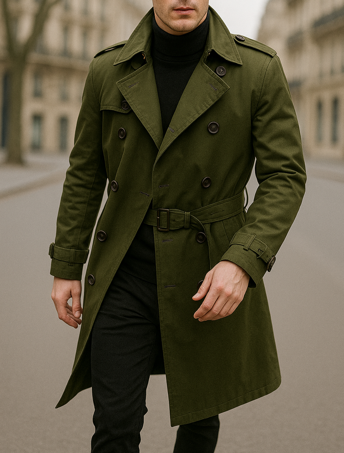 Heren Lange Trenchcoat, Overjas, Effen Kleur Casual Windjack | VIQA VIQA© NEDERLAND