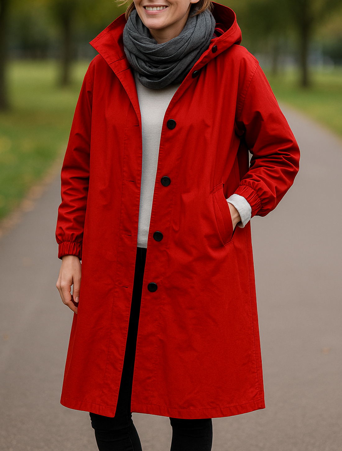 Lange Trenchcoat Voor Dames, Effen Gekleurde Windjack Met Capuchon, Elegante Losse Regenjas VIQA VIQA© NEDERLAND
