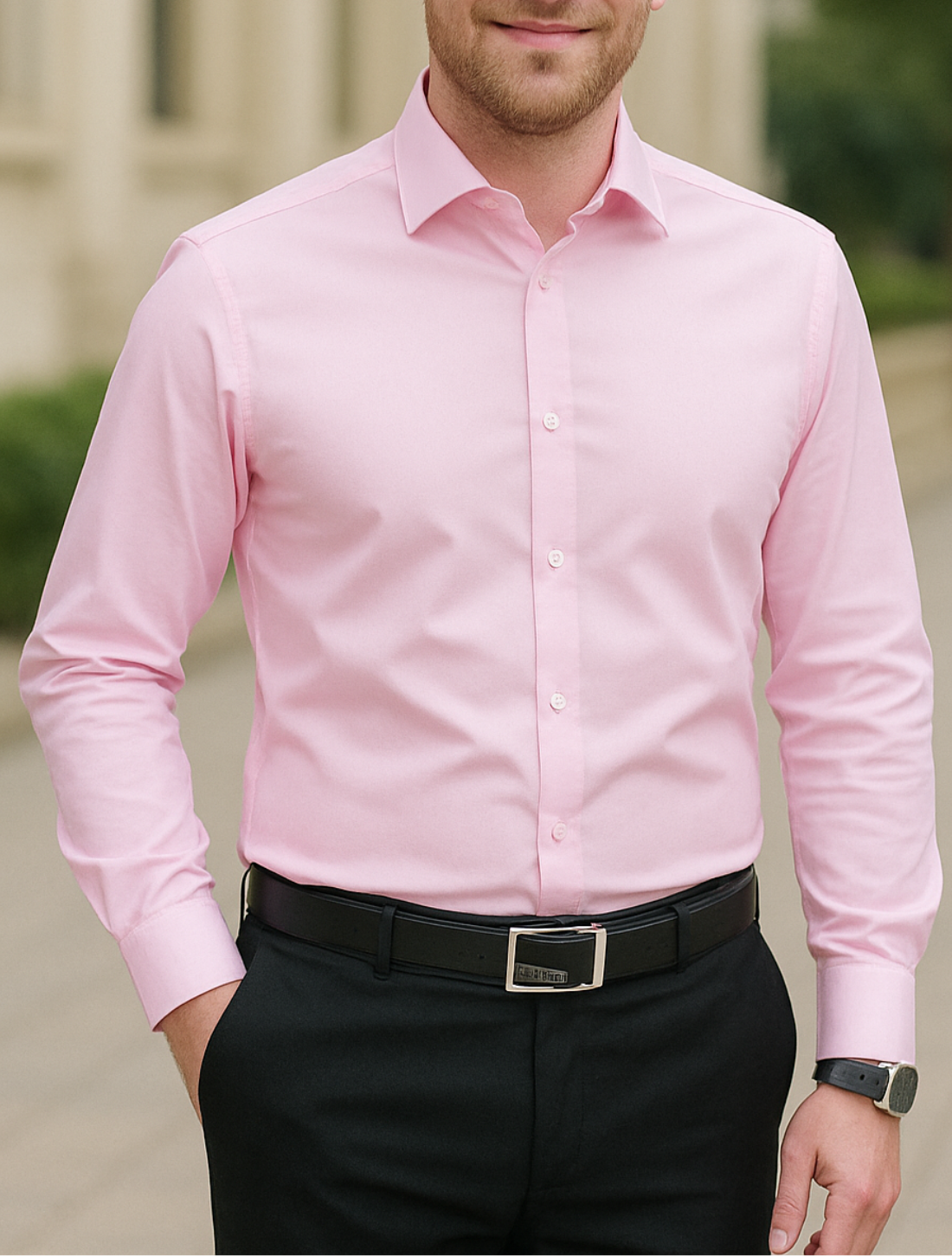 Heren Zakelijk Shirt, Effen Kleur Slim Pasvorm Lange Mouwen, Klassieke Casual Jurk Shirt | VIQA VIQA© NEDERLAND