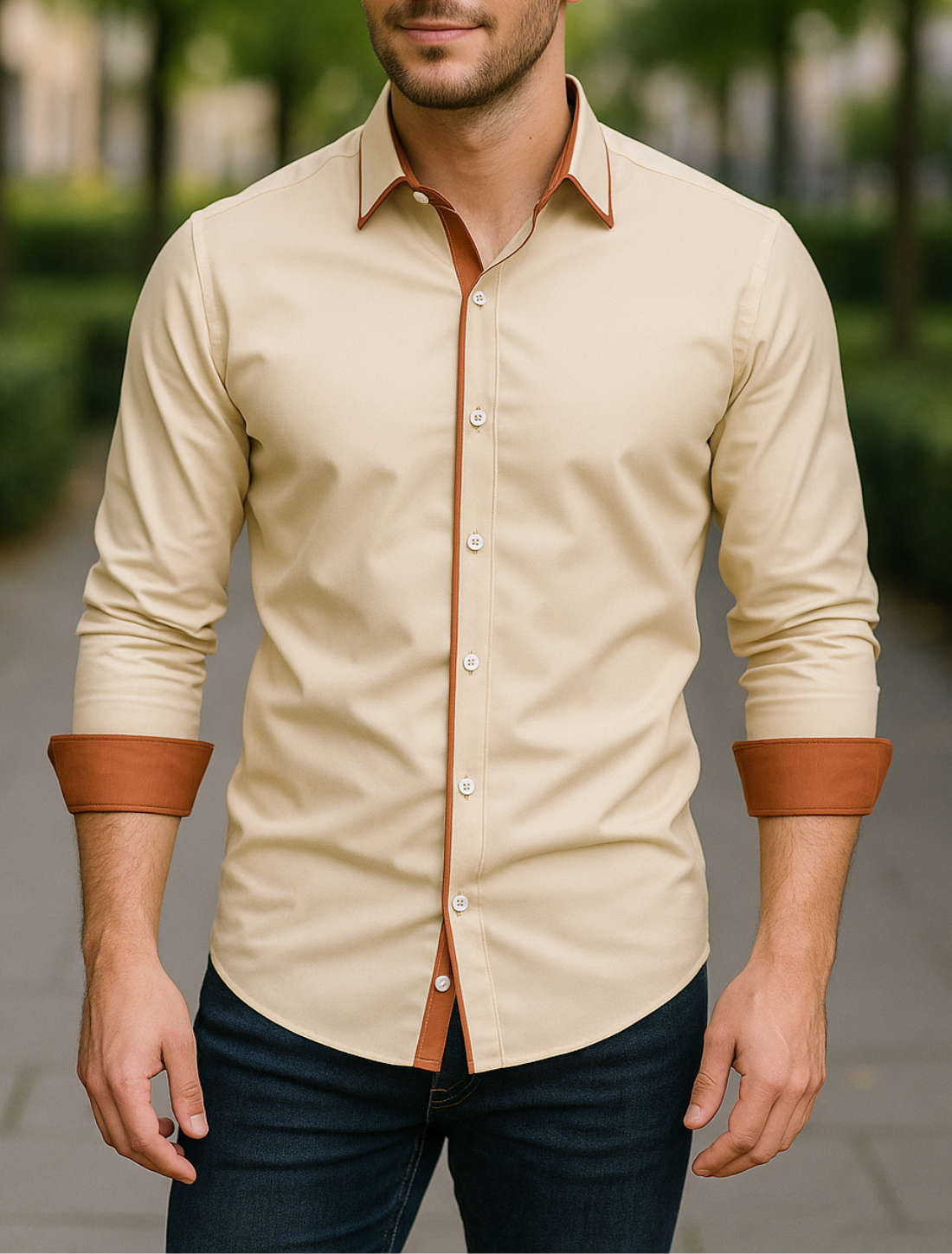 Herenoverhemd Met Knopen, Slim Pasvorm, Lange Mouwen, Casual, Bedrukt, Effen Kleur | VIQA VIQA© NEDERLAND