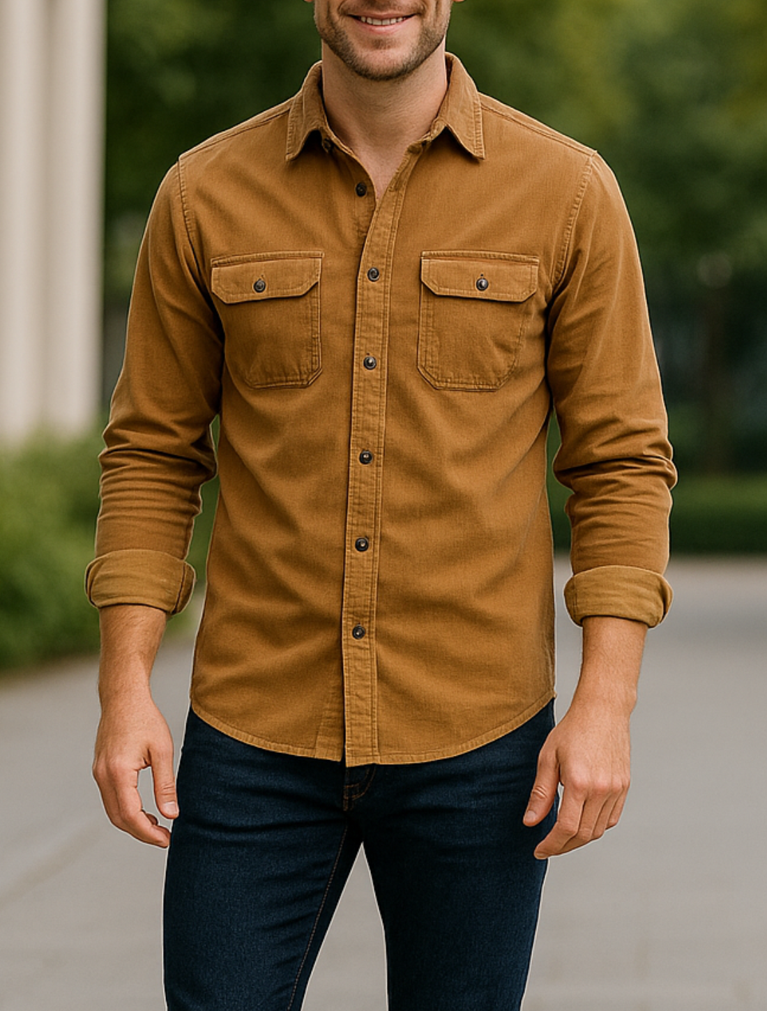 Heren Corduroy Overhemd, Enkelrijks Slim Pasvorm, Zakelijke Casual Effen Katoen Herfst En Winter Top | VIQA VIQA© NEDERLAND