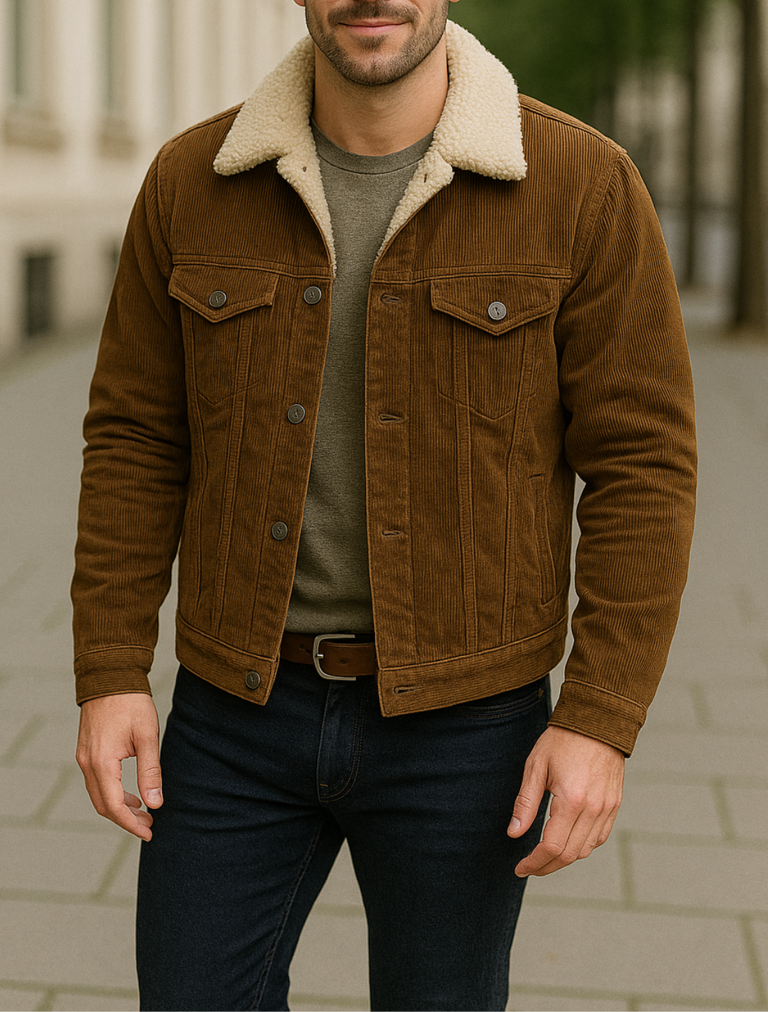 Heren Corduroy Jas, Sherpa Fleece Windjack, Dikke Warme Winterjas Met Meerdere Zakken | VIQA VIQA© NEDERLAND