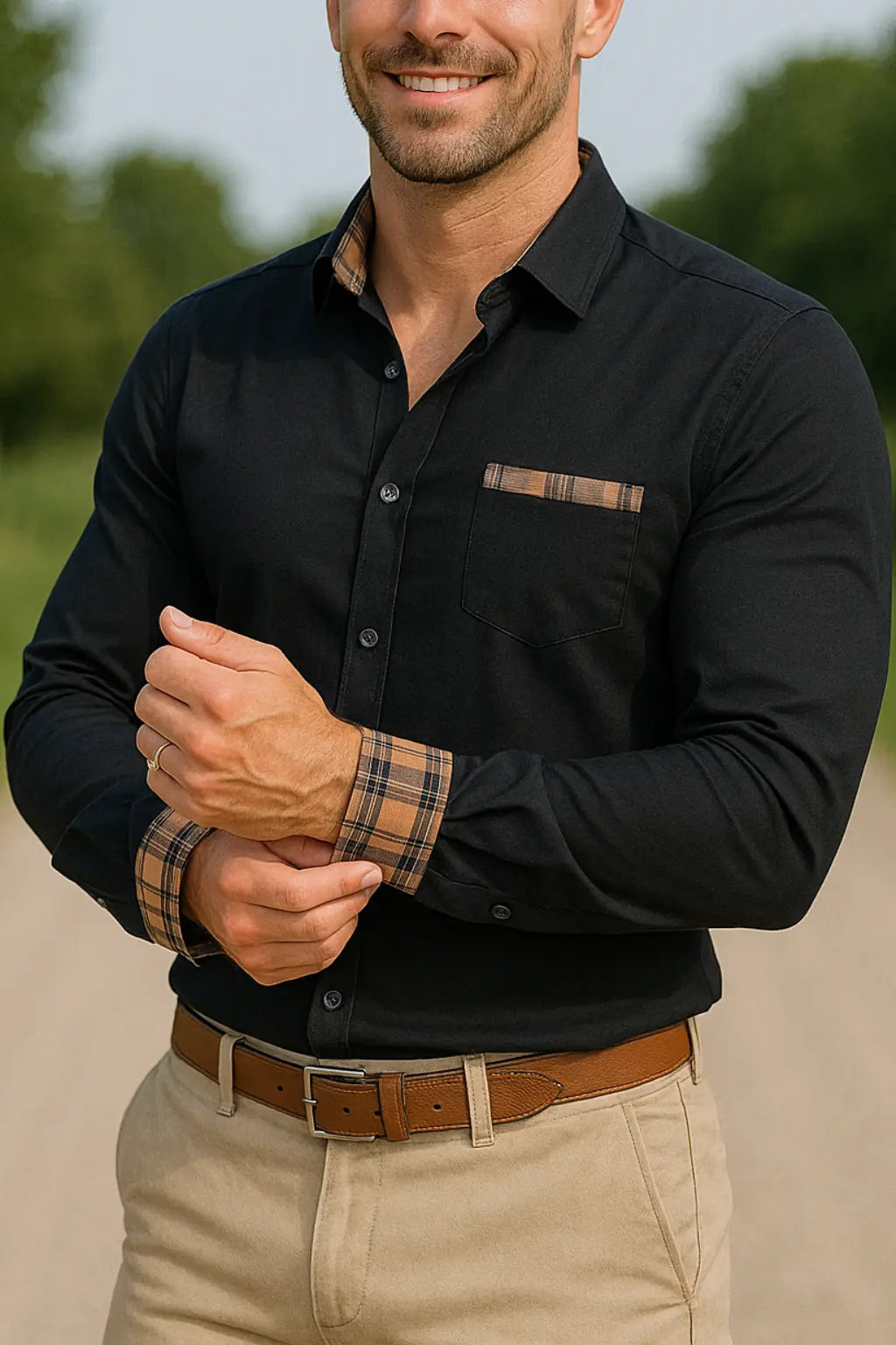 Heren Zakelijk Casual Overhemd, Zacht Overhemd Met Revers, Comfortabel Daglijke Overhemd Met Lange Mouwen | VIQA VIQA© NEDERLANDZwart / 2XL