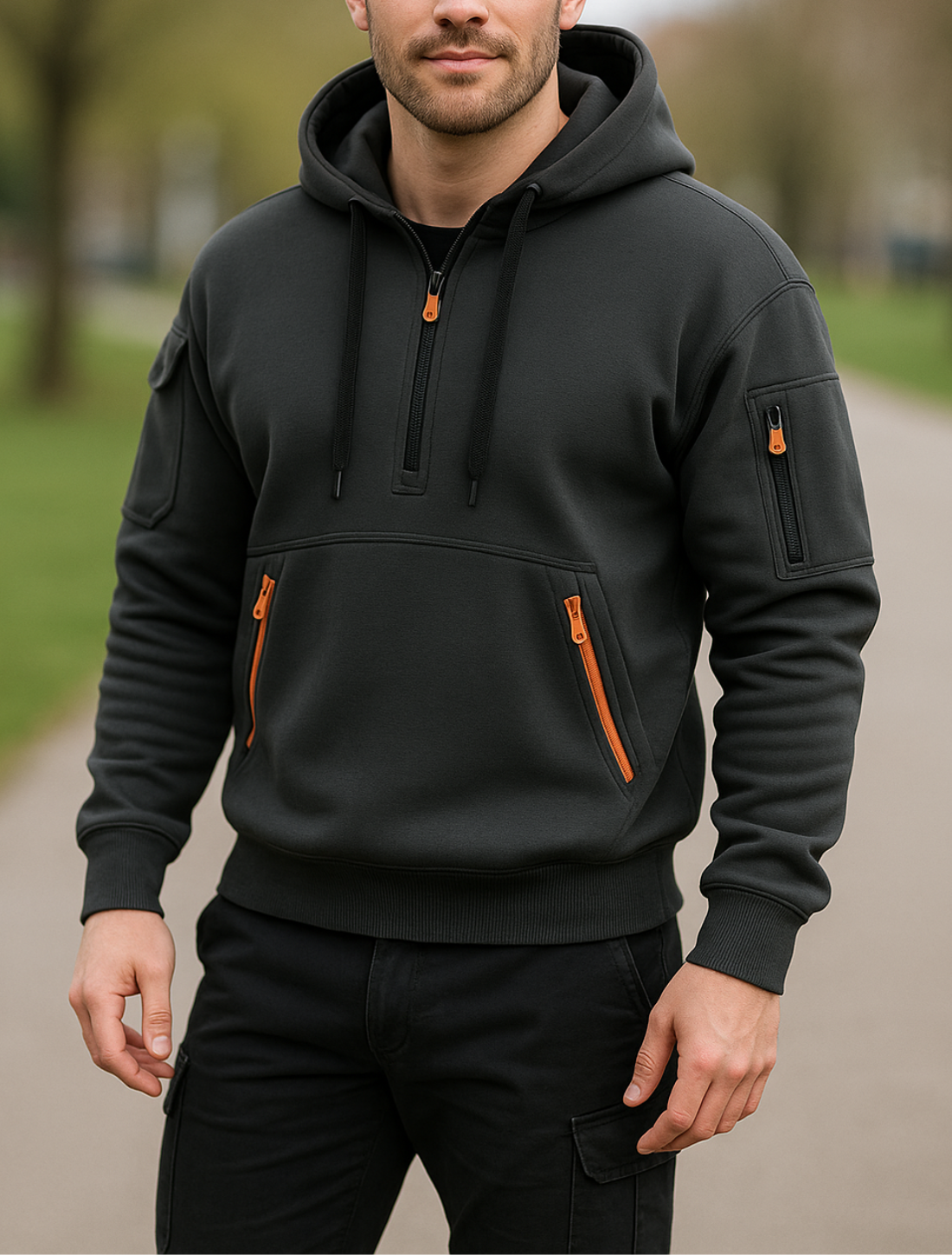 Heren Streetwear Hoodie, Staande Kraag Rits Pullover Lange Mouwen Sweatshirt Herfst Winter | VIQA VIQA© NEDERLAND