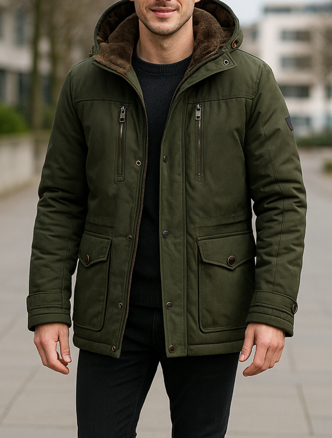 Gewatteerde Herenjas, Halflange Fleece Gevoerde Winterjas, Dikke Warme Bovenkleding | VIQA VIQA© NEDERLAND